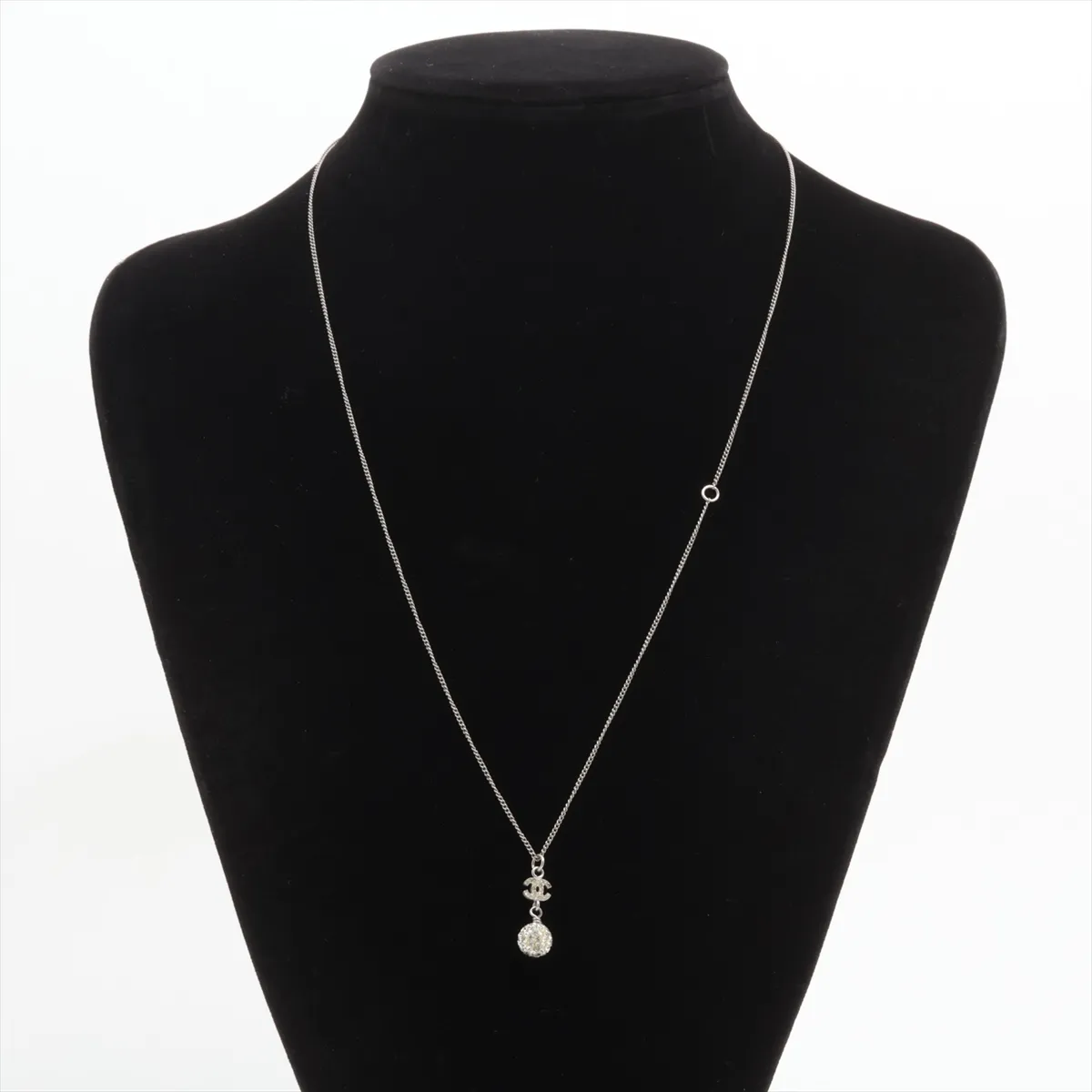 Coco Mark B11P Necklace, Metal x Rhinestone, Silver, — view 5