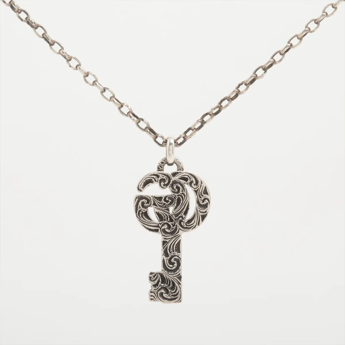 Arabesque Double G Key Necklace, 925 Sterling Silver, 15.1g. Shows signs of wear including — view 2