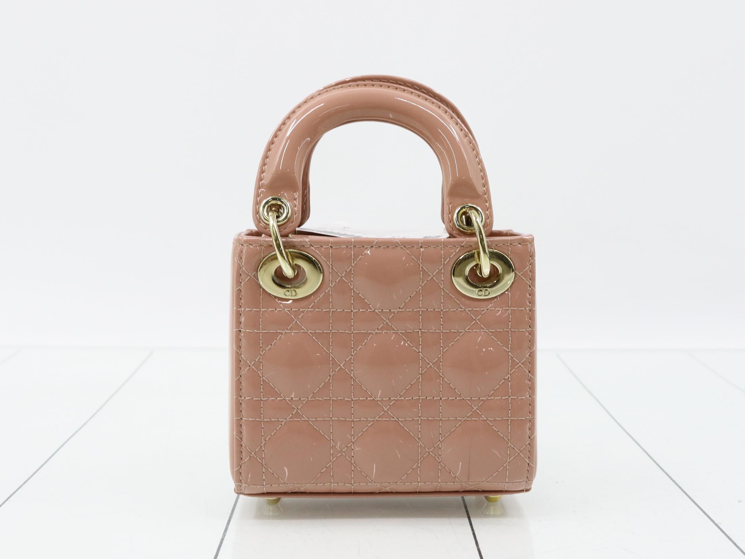 Lady Dior Cannage Enamel 2-Way Handbag (Pink) — view 2