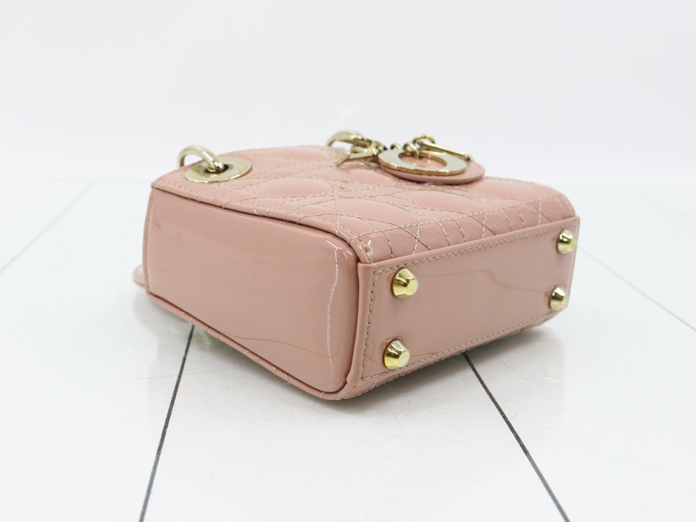 Lady Dior Cannage Enamel 2-Way Handbag (Pink) — view 5