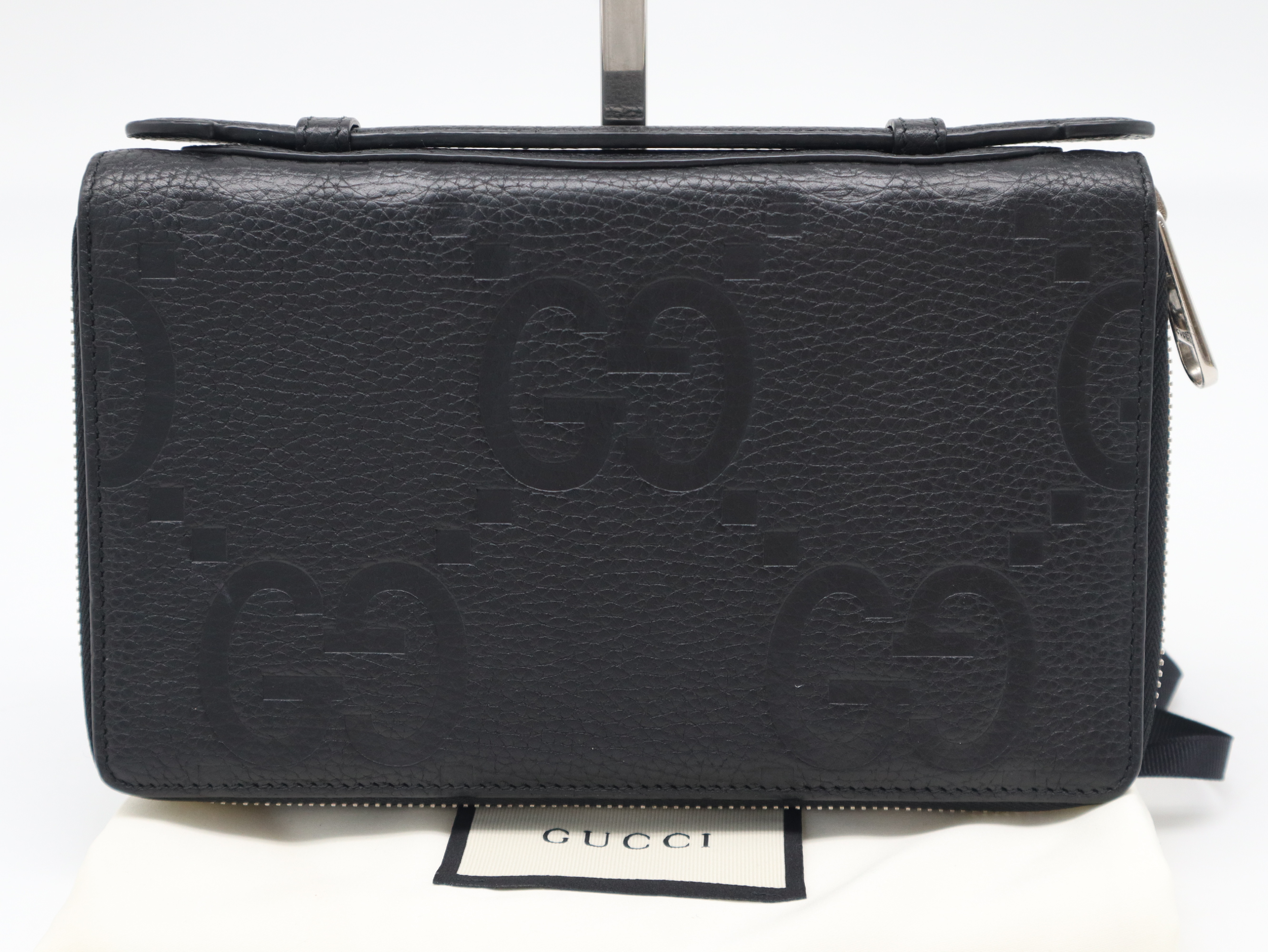 751760 Jumbo GG Leather Round Zip Wallet with Dust Bag