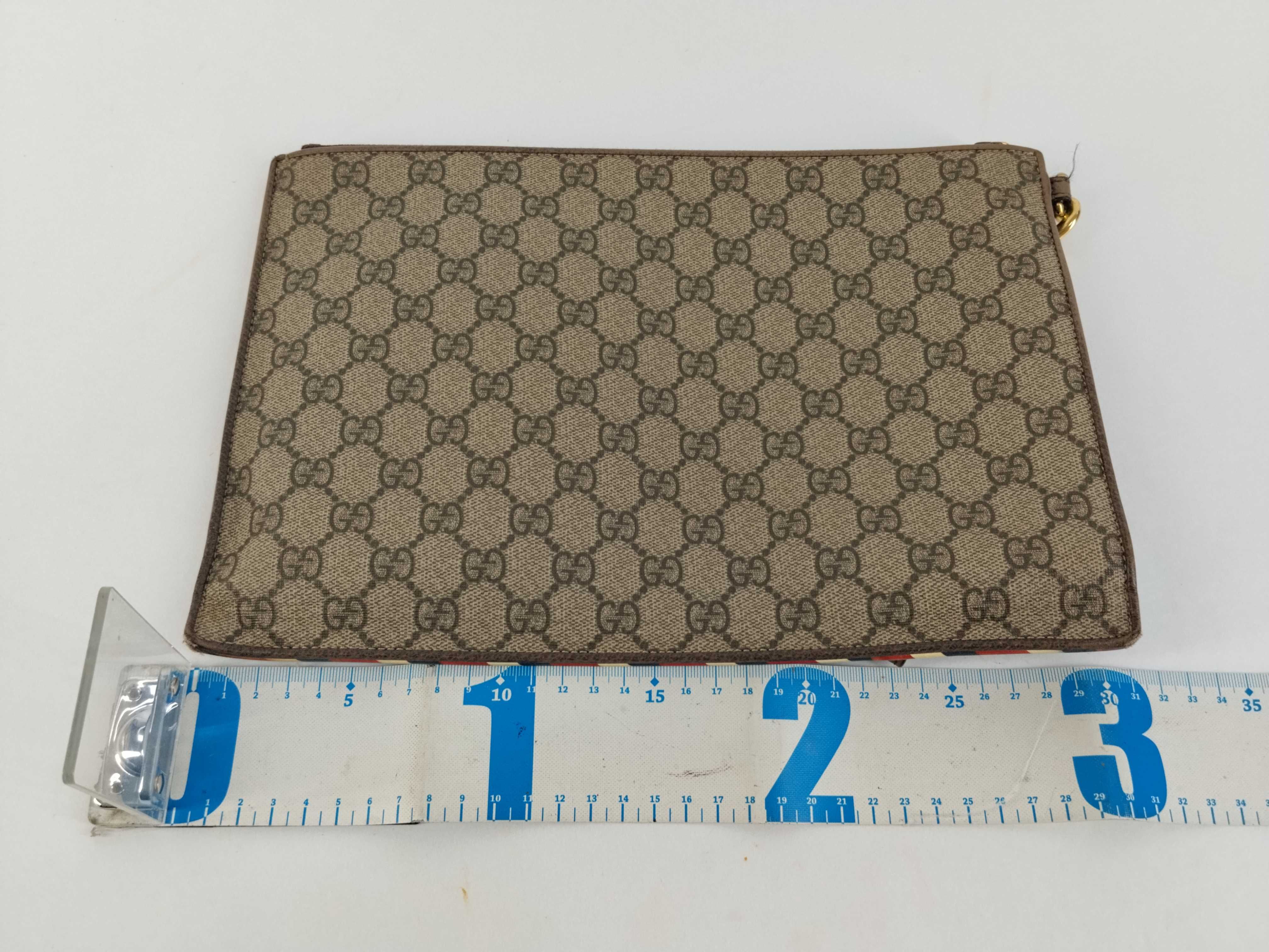GG Supreme Courier PVC x Leather Clutch Bag, Beige, 473915. Accessories: Dust bag. — view 2