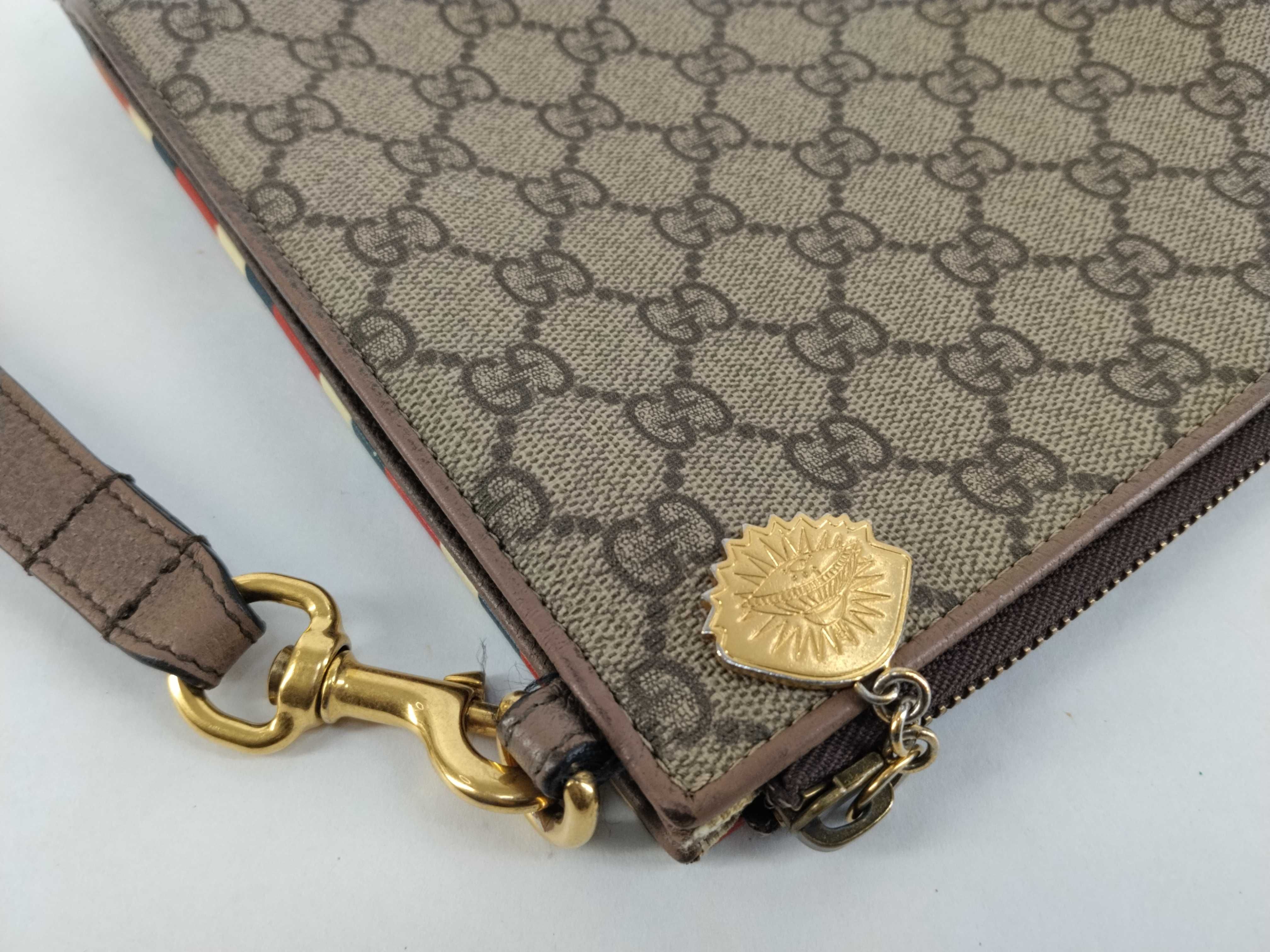 GG Supreme Courier PVC x Leather Clutch Bag, Beige, 473915. Accessories: Dust bag. — view 9