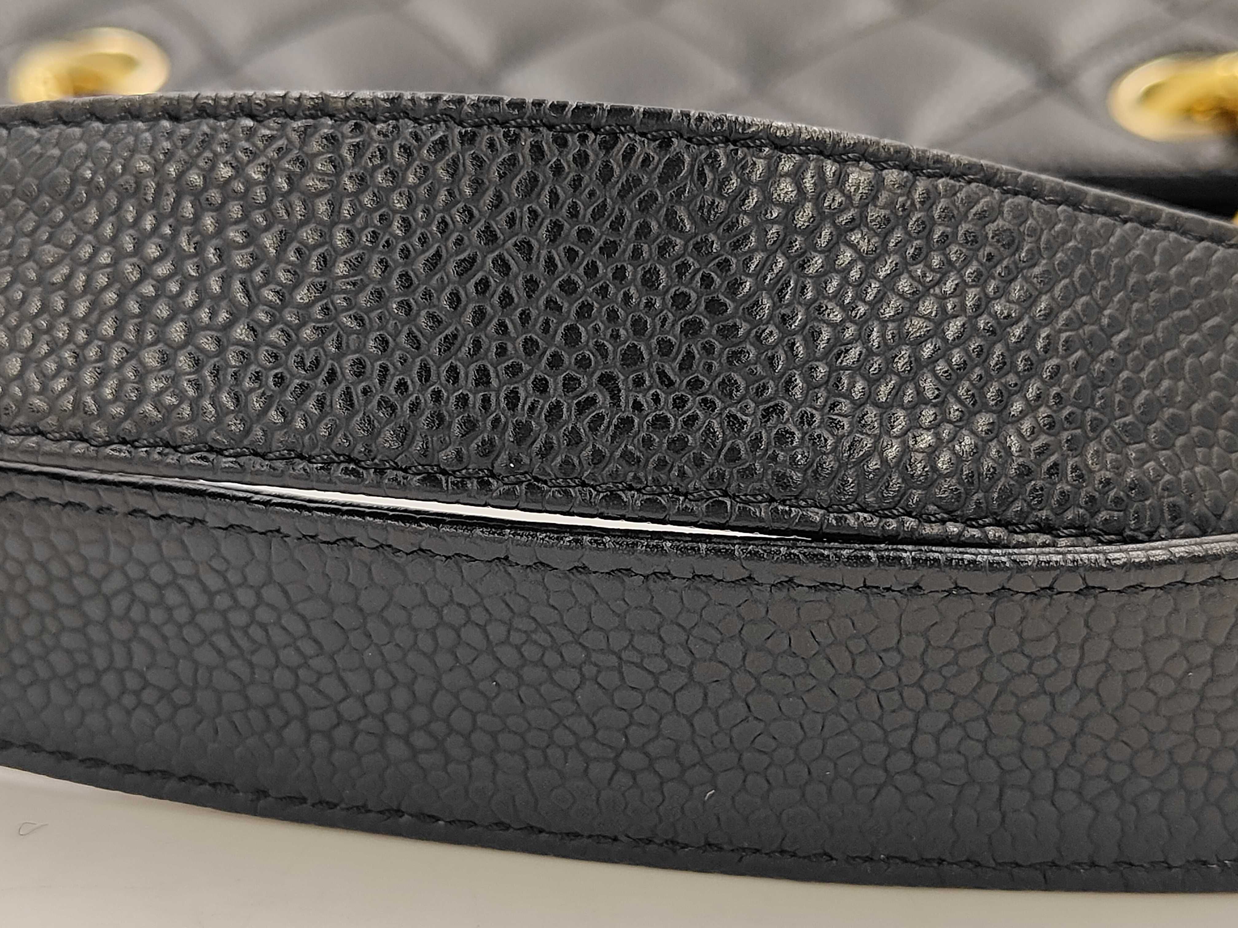 GST Chain Tote Bag, Black Caviar Leather Tote Bag — view 4