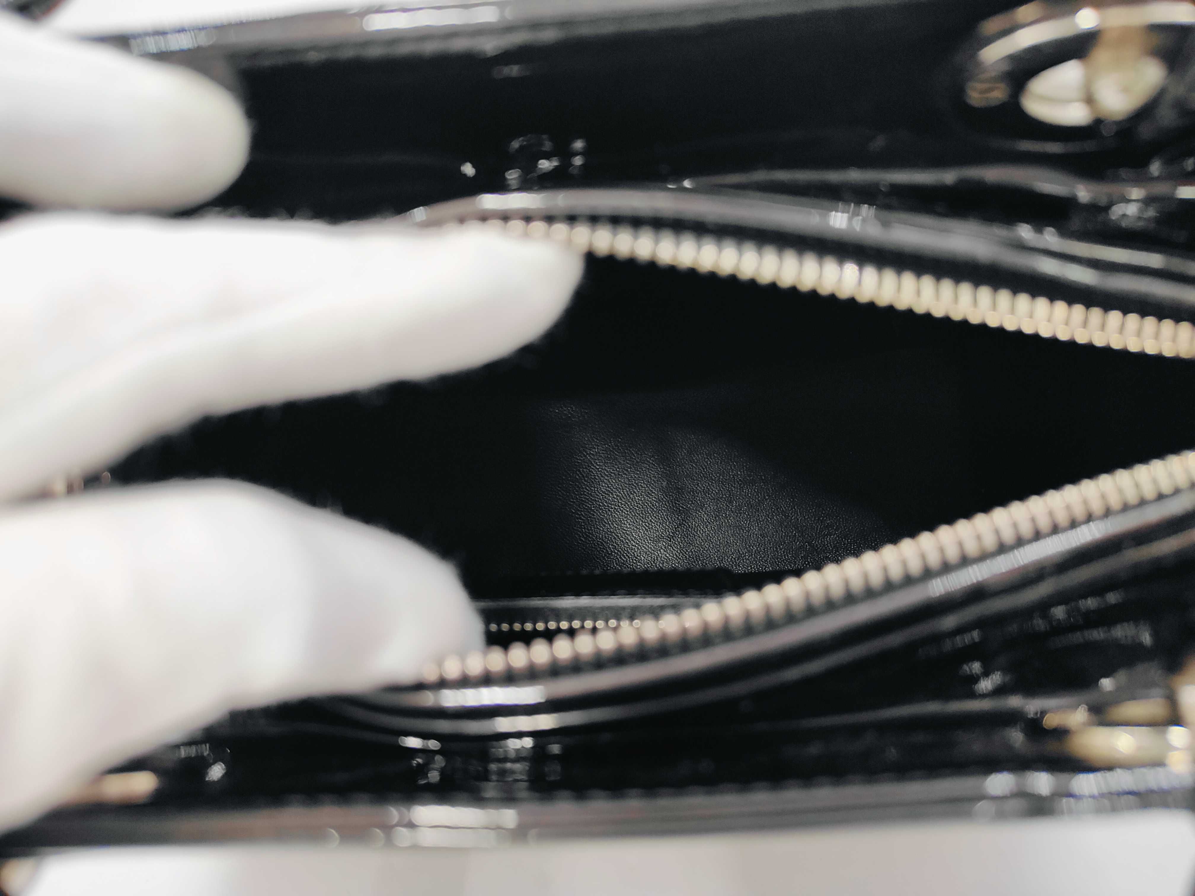Cannage Patent Handbag, Black — view 8