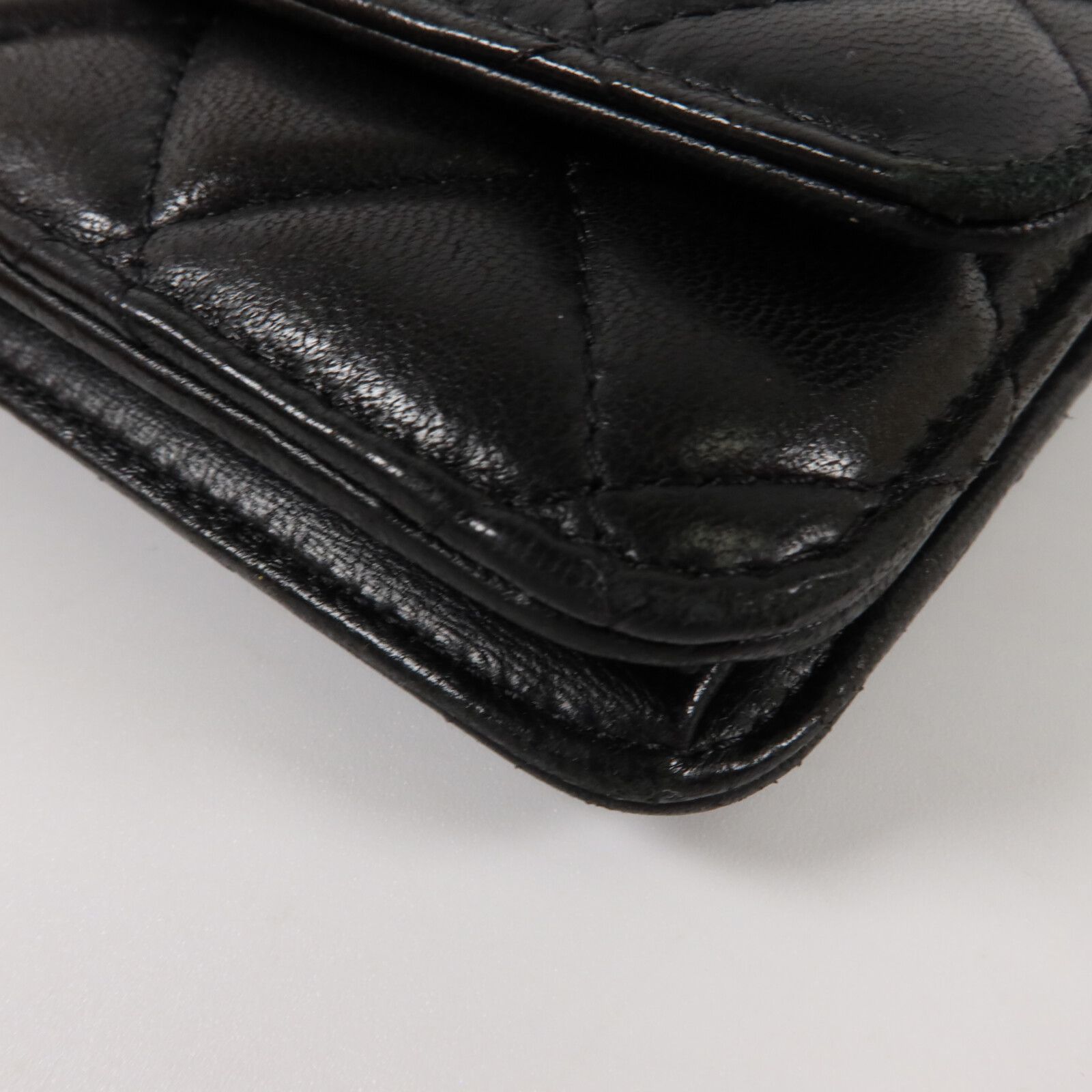 Black Sheepskin Leather Woc Wallet On Chain Crossbody Bag Lambskin (sheep Leather) — view 11