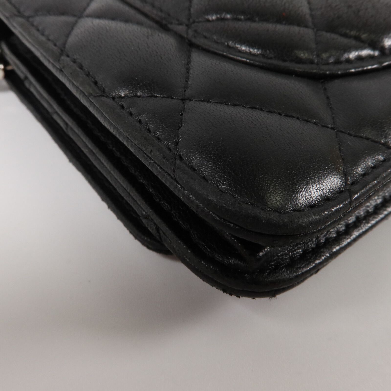 Black Sheepskin Leather Woc Wallet On Chain Crossbody Bag Lambskin (sheep Leather) — view 12