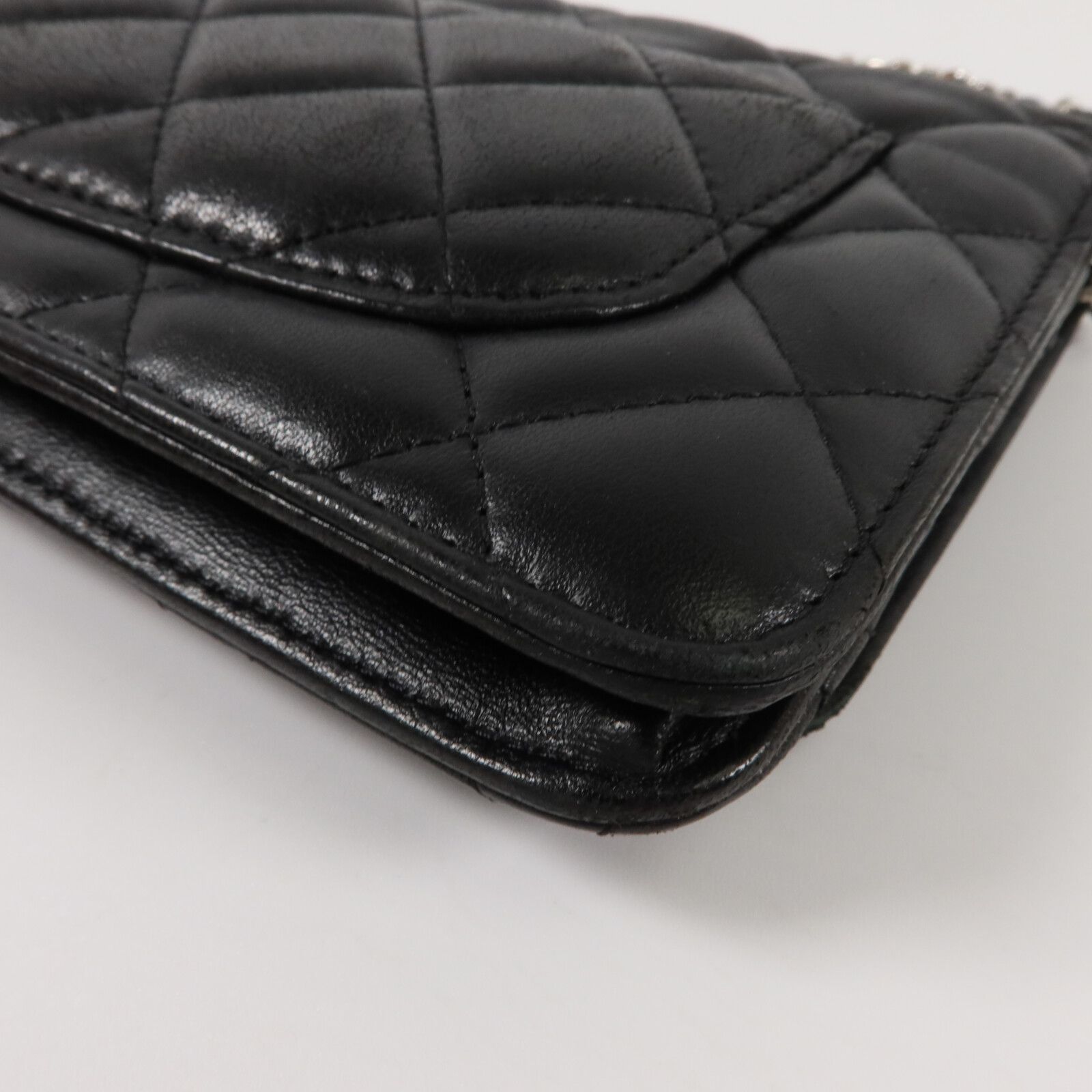 Black Sheepskin Leather Woc Wallet On Chain Crossbody Bag Lambskin (sheep Leather) — view 13