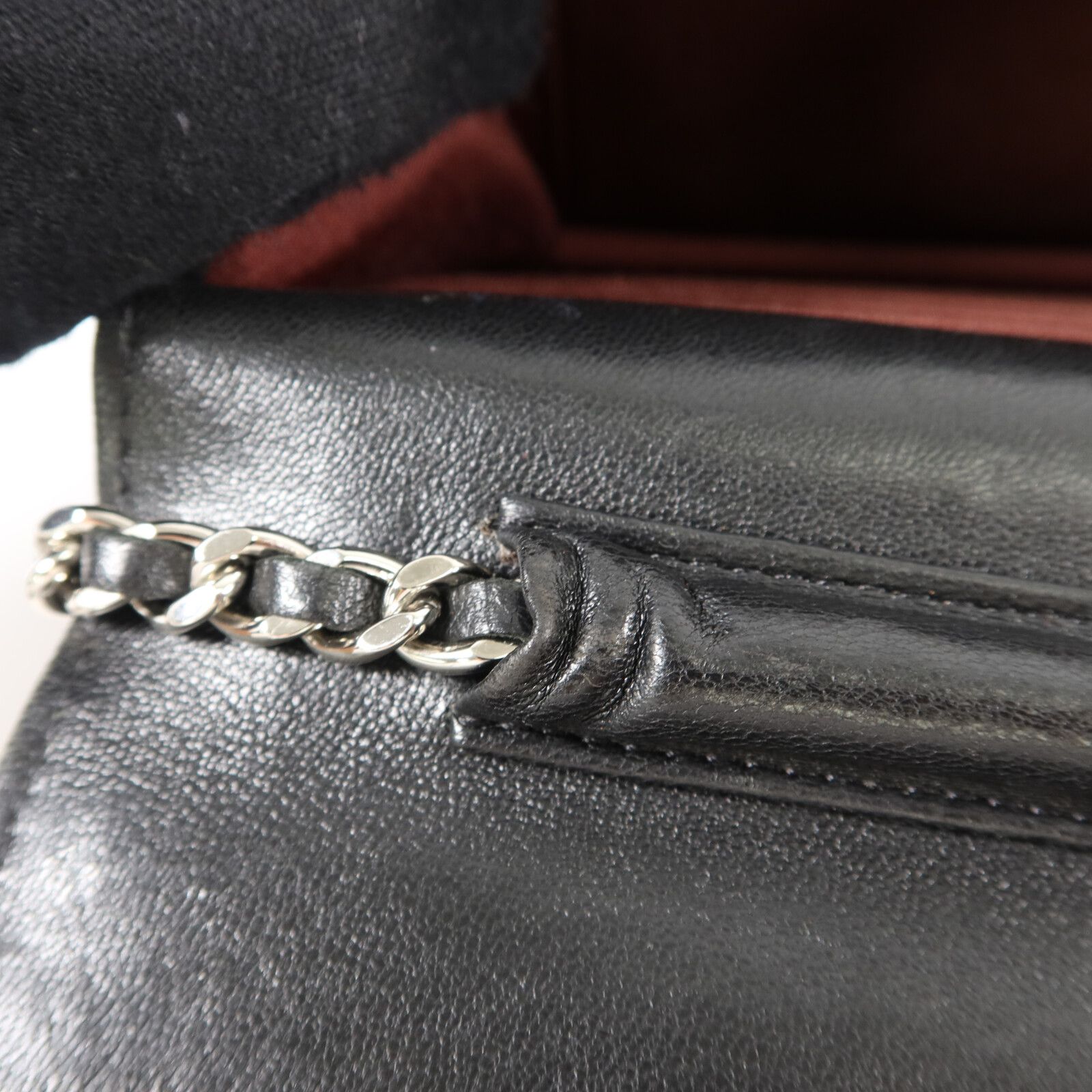 Black Sheepskin Leather Woc Wallet On Chain Crossbody Bag Lambskin (sheep Leather) — view 17