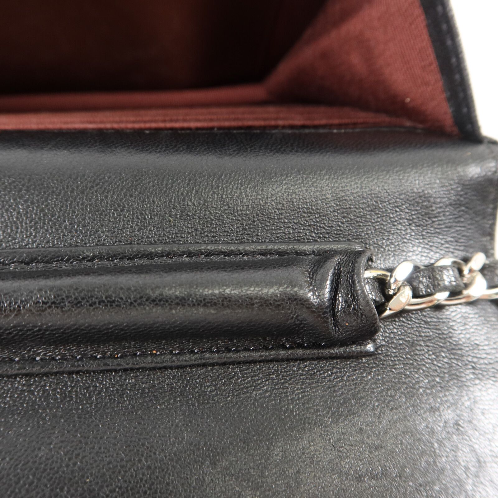 Black Sheepskin Leather Woc Wallet On Chain Crossbody Bag Lambskin (sheep Leather) — view 18