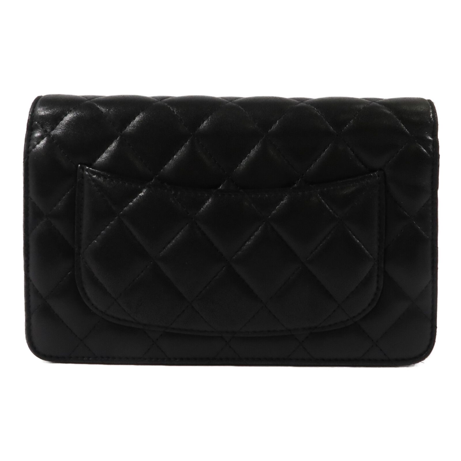 Black Sheepskin Leather Woc Wallet On Chain Crossbody Bag Lambskin (sheep Leather) — view 3