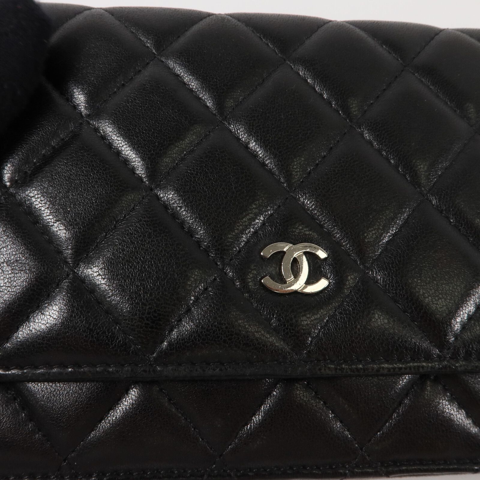 Black Sheepskin Leather Woc Wallet On Chain Crossbody Bag Lambskin (sheep Leather) — view 8