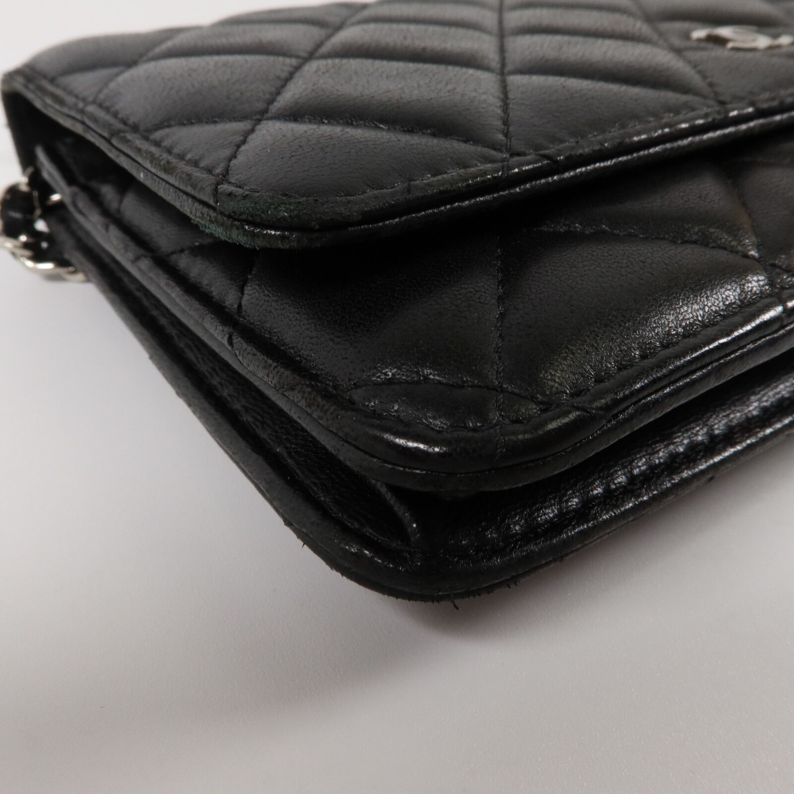 Black Sheepskin Leather Woc Wallet On Chain Crossbody Bag Lambskin (sheep Leather) — view 10