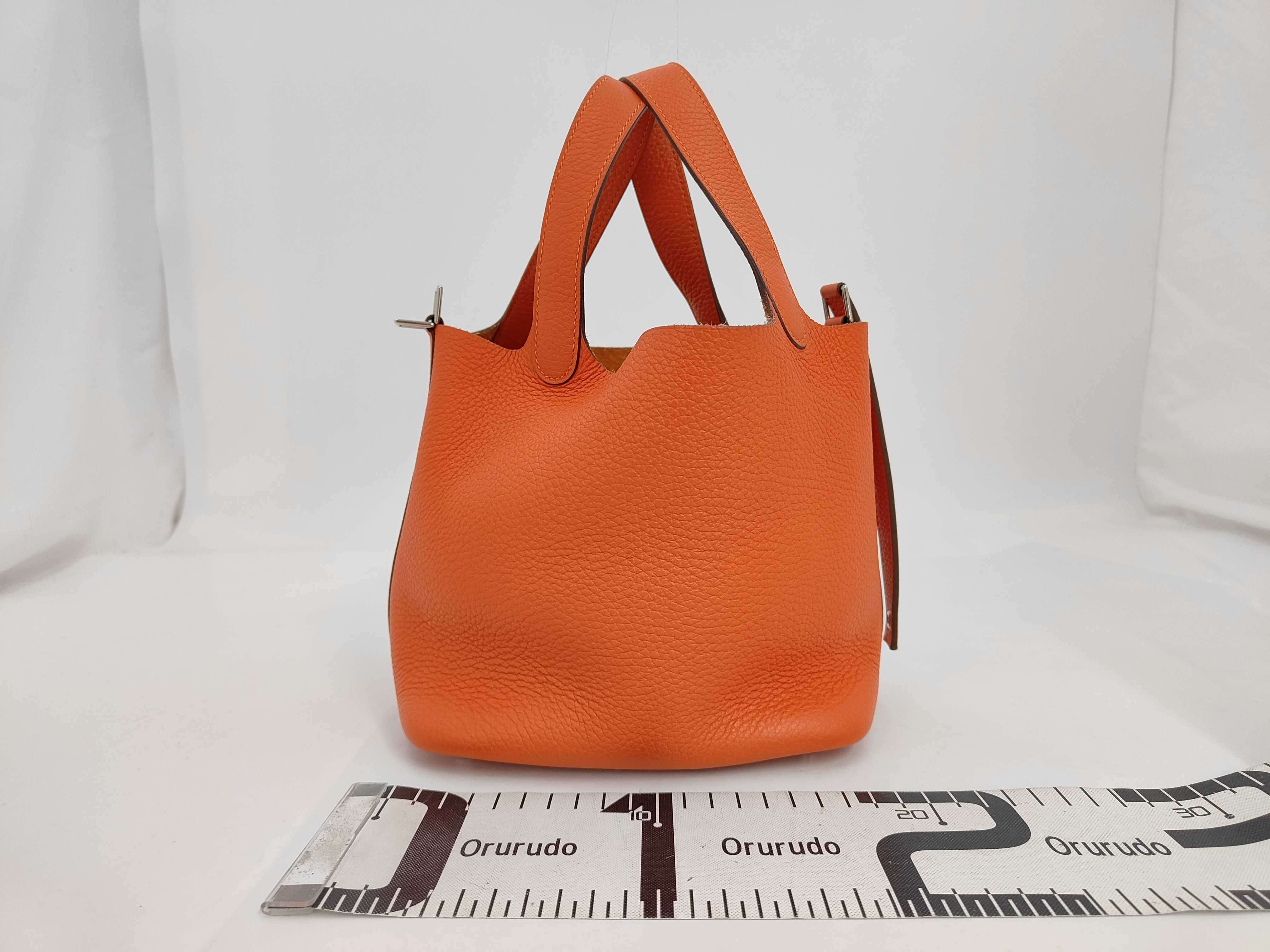 Picotin Lock PM Taurillon Clemence Orange Poppy U Stamp Handbag — view 2