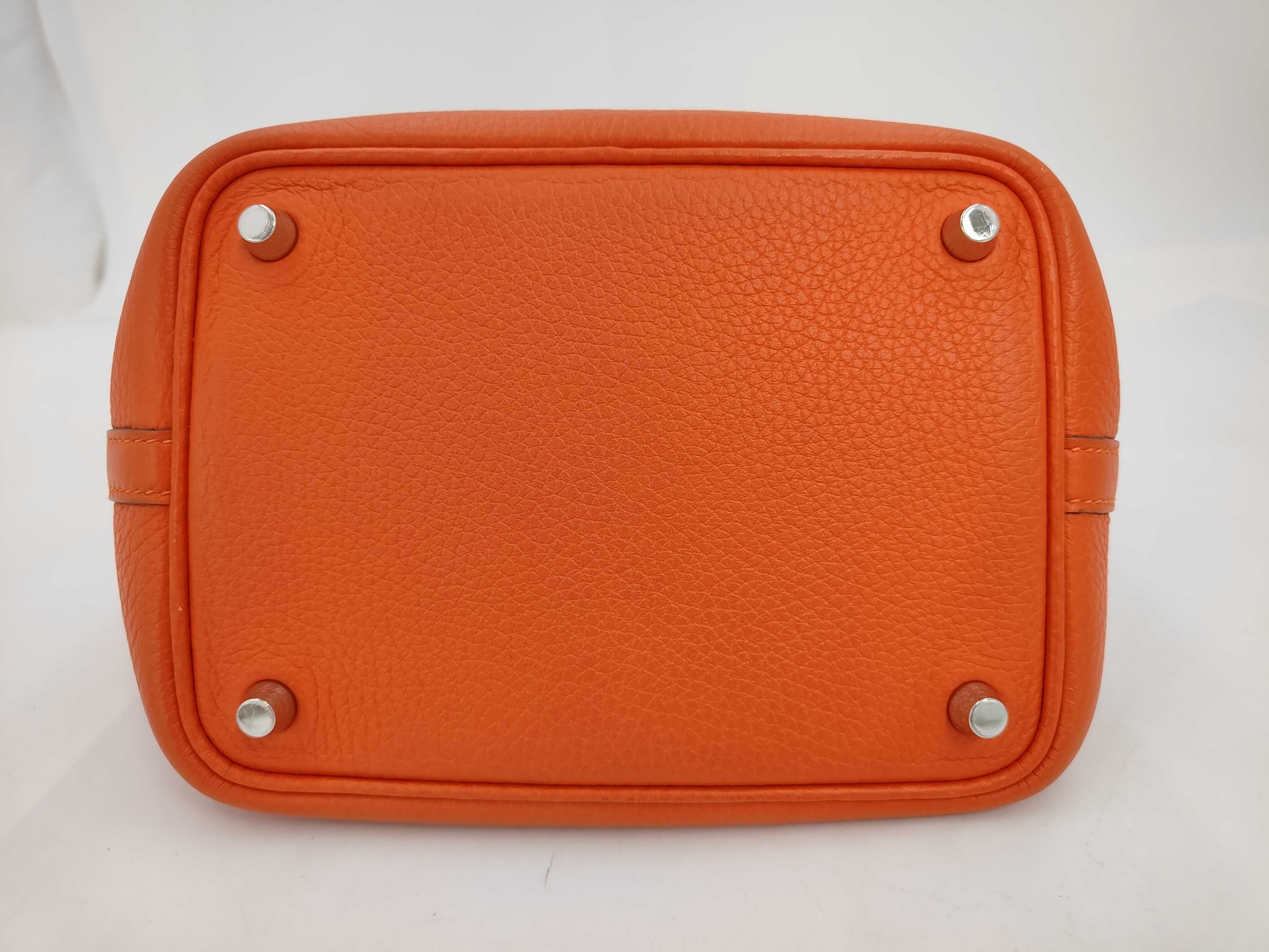 Picotin Lock PM Taurillon Clemence Orange Poppy U Stamp Handbag — view 11