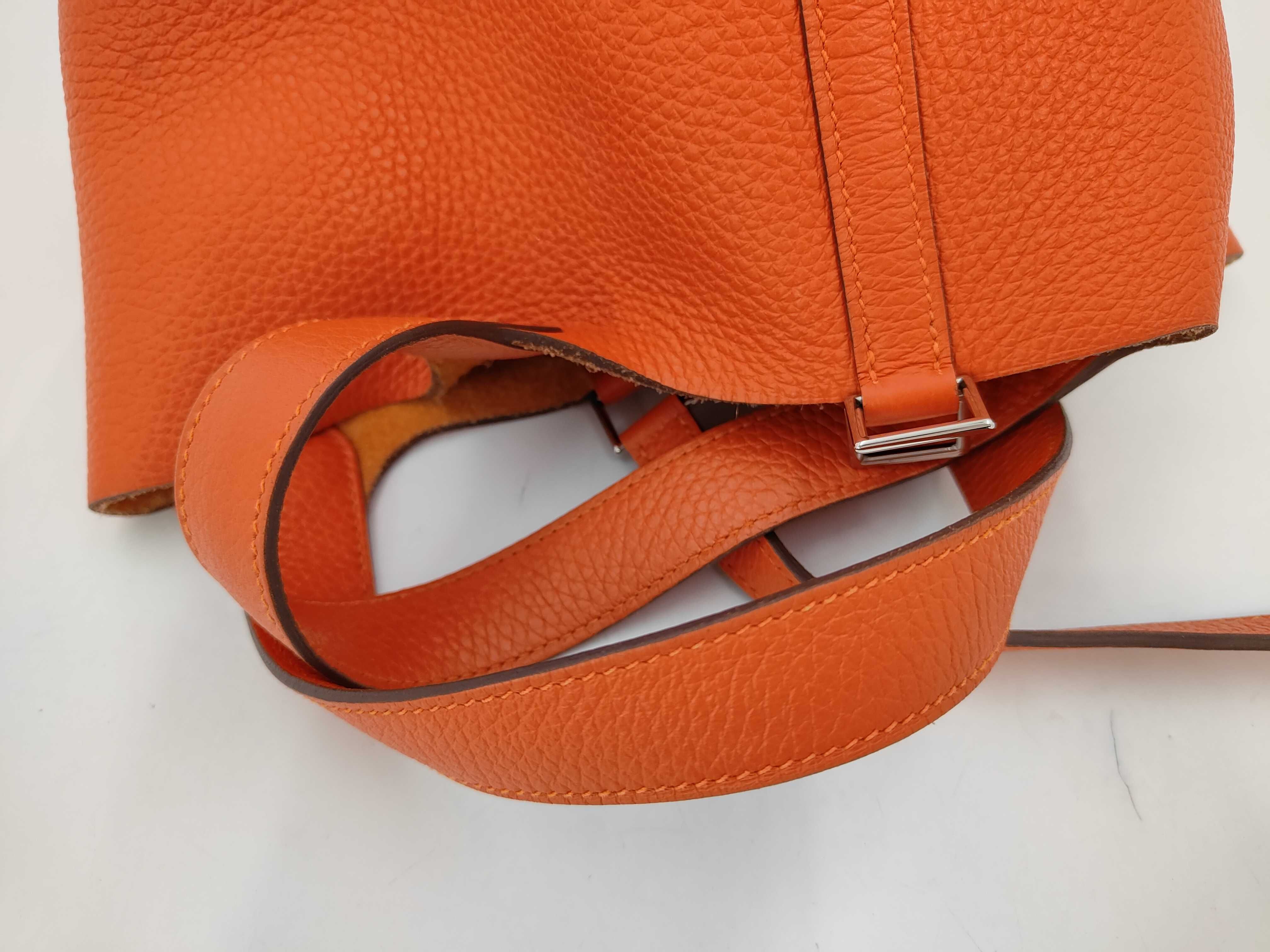 Picotin Lock PM Taurillon Clemence Orange Poppy U Stamp Handbag — view 8