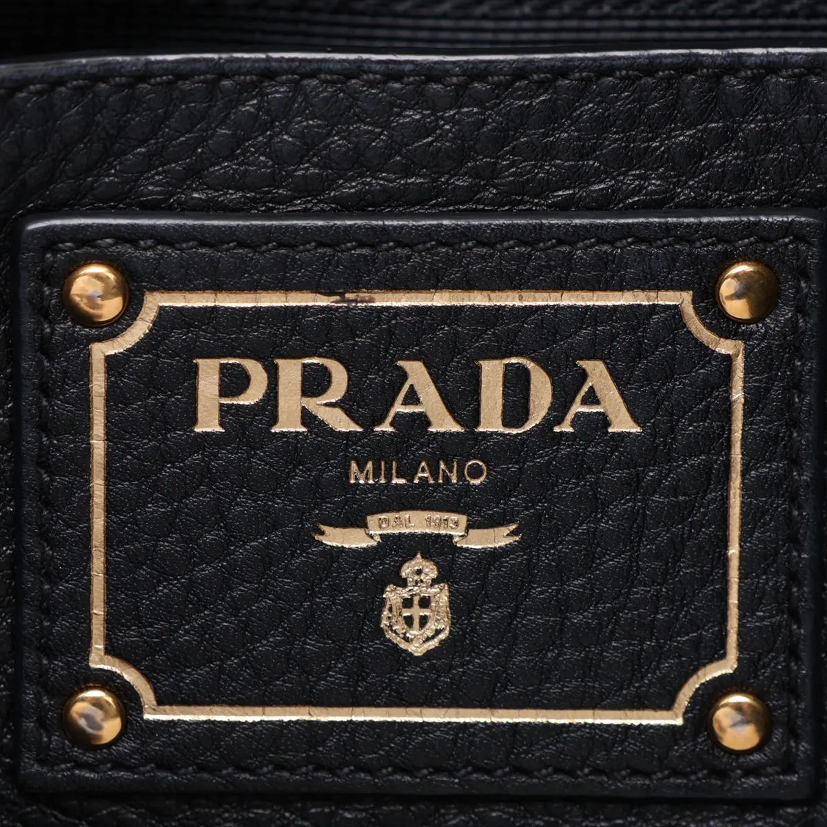 Vitello Daino Leather 2-Way Handbag, Black, 1BC534, Unsigned Guarantee Card — view 11