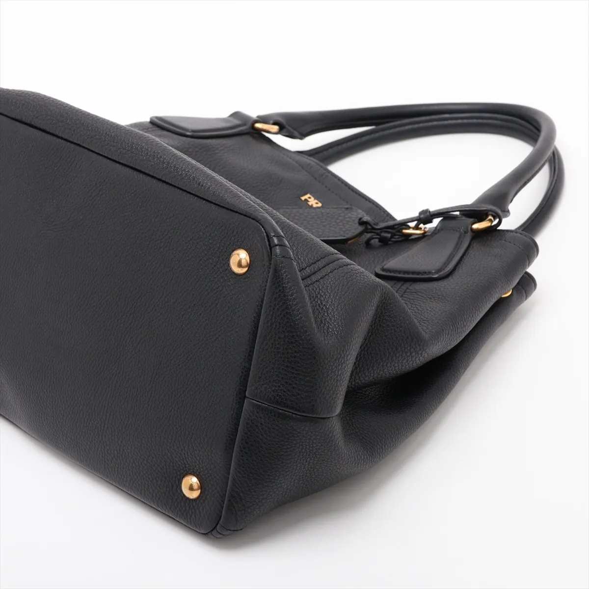 Vitello Daino Leather 2-Way Handbag, Black, 1BC534, Unsigned Guarantee Card — view 3