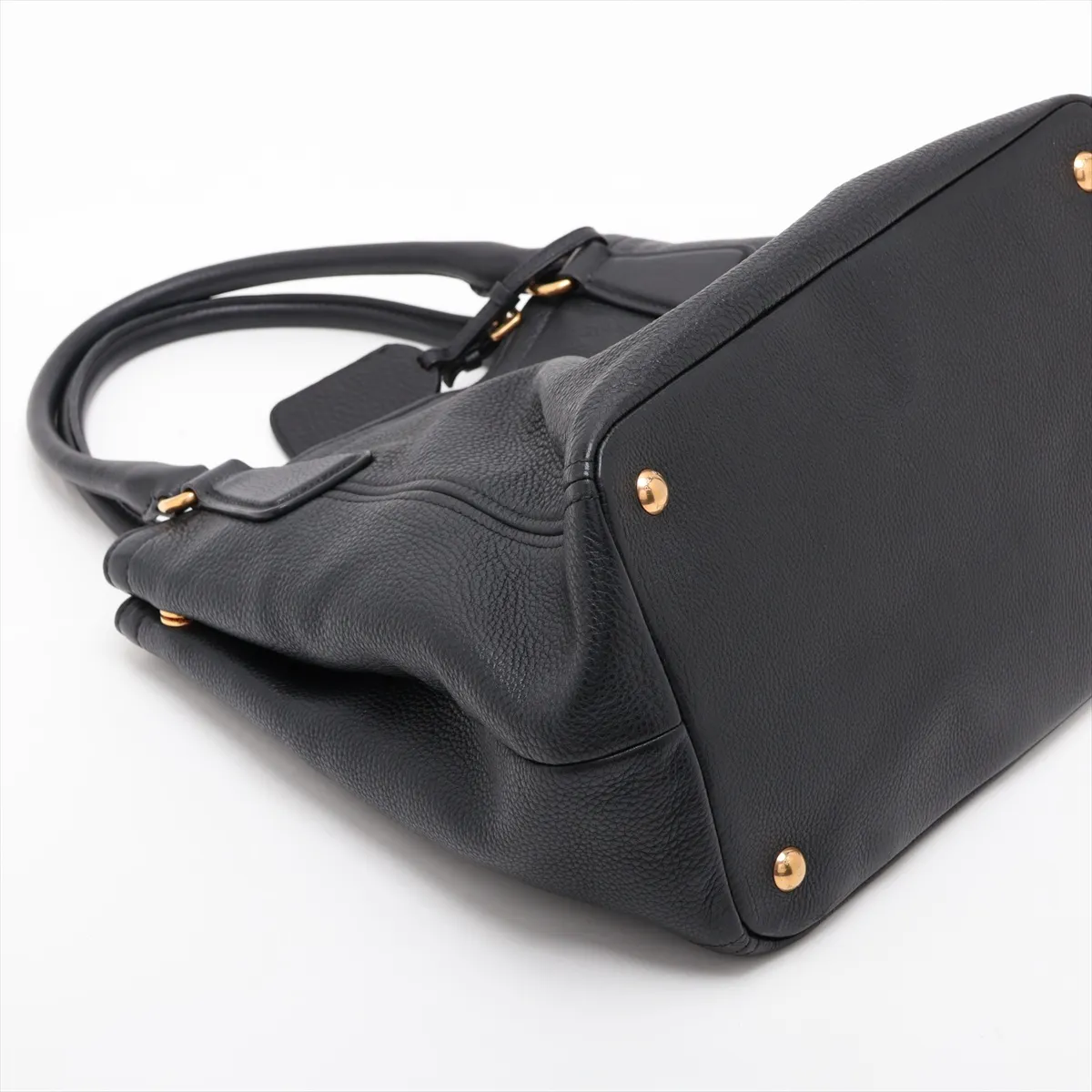 Vitello Daino Leather 2-Way Handbag, Black, 1BC534, Unsigned Guarantee Card — view 4