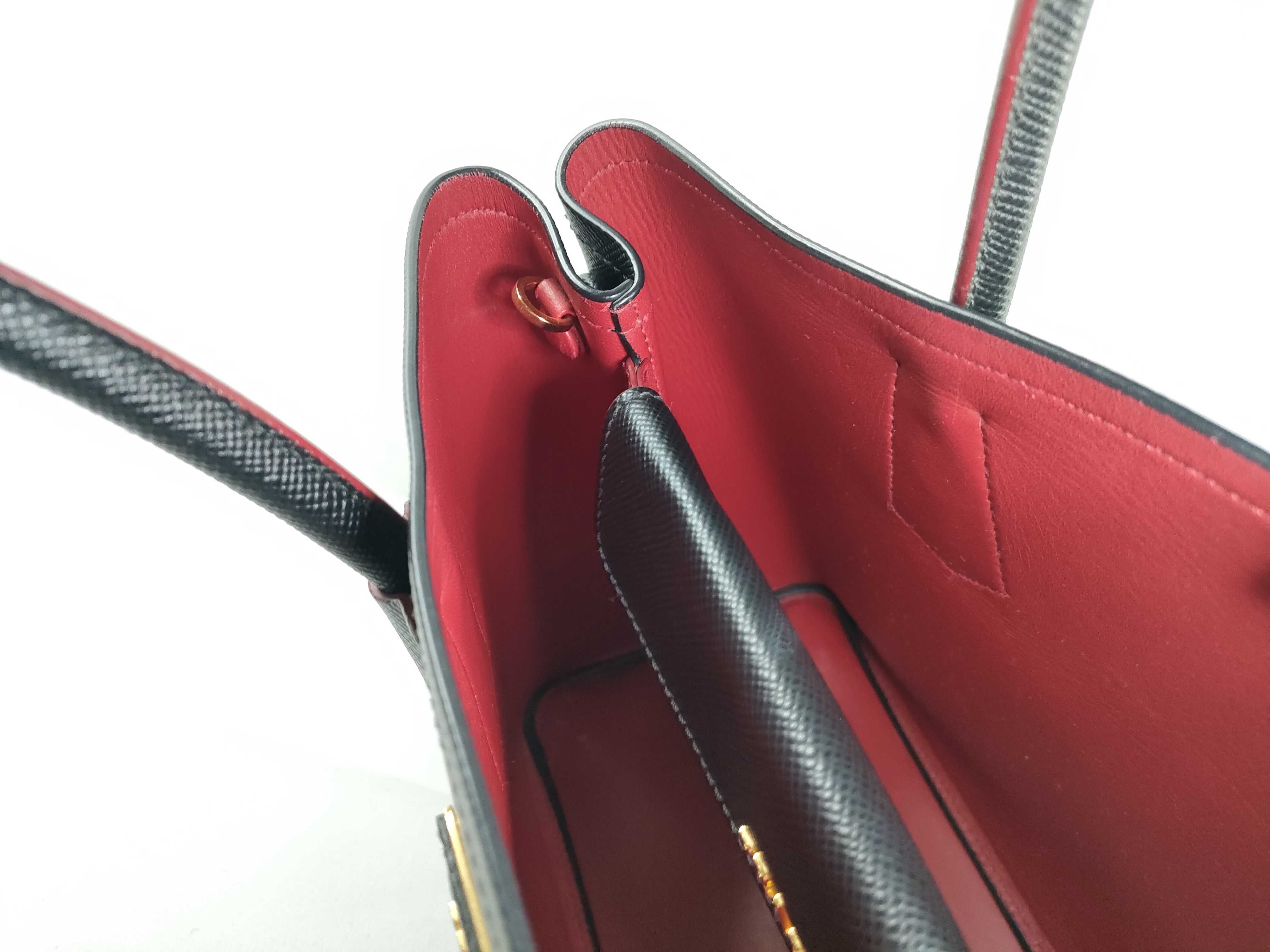 HK- 1BG775 Saffiano Cuir Leather Nero/Fuoco 2-Way Handbag — view 10