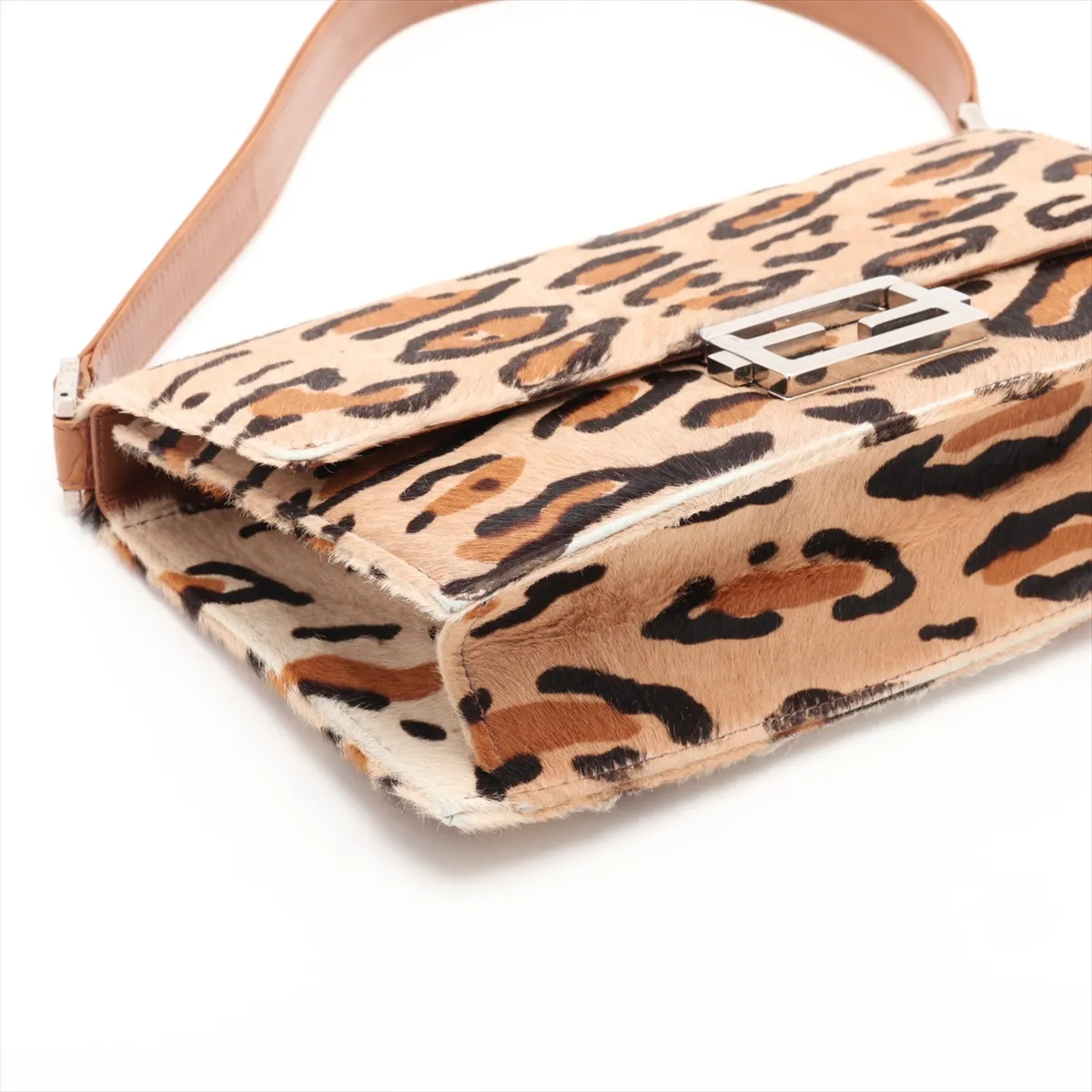 calfskin and leather shoulder bag, leopard print. — view 4