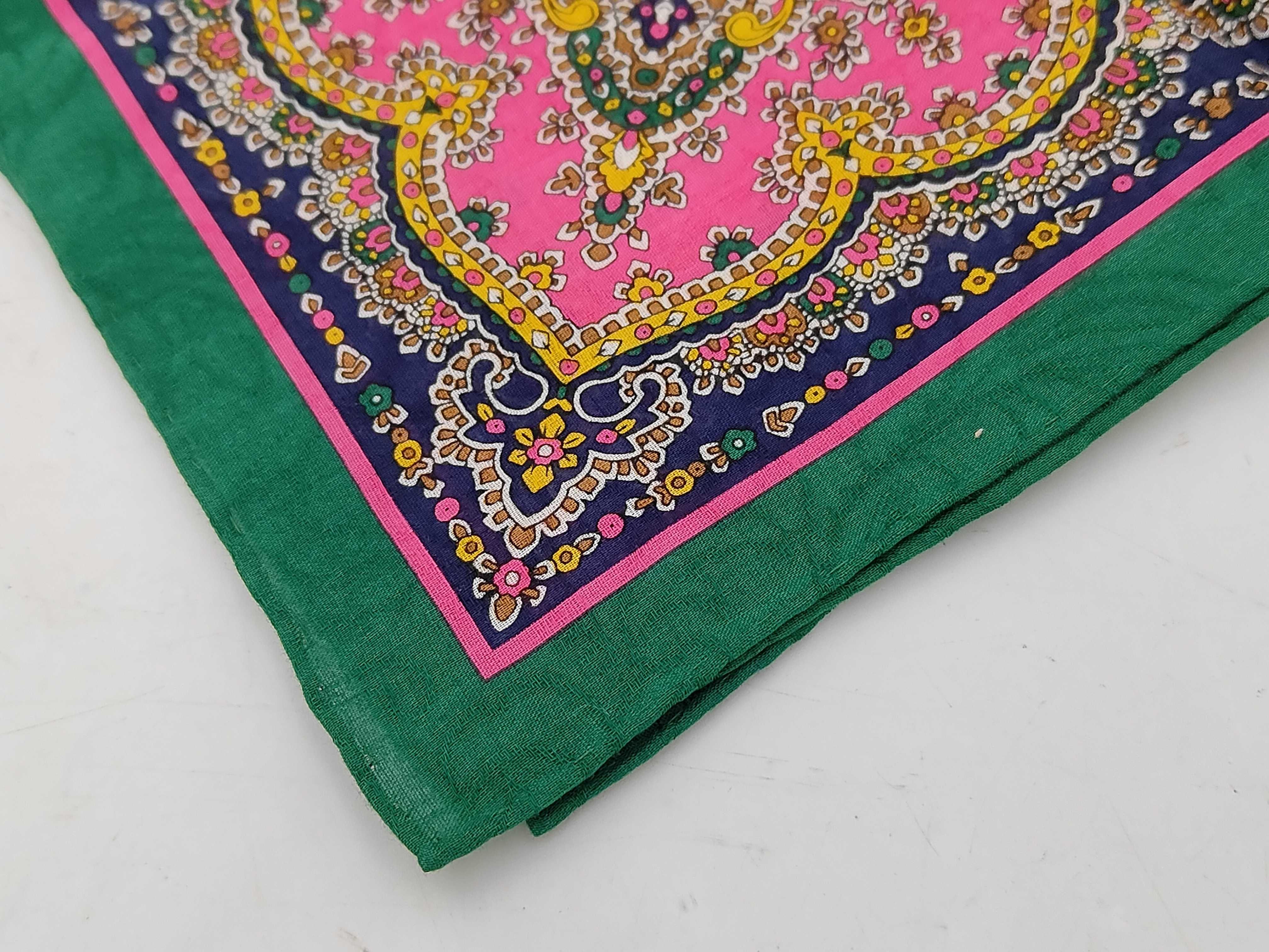 handkerchief/scarf with sticker, paisley pattern, green, and other accessories. — view 5