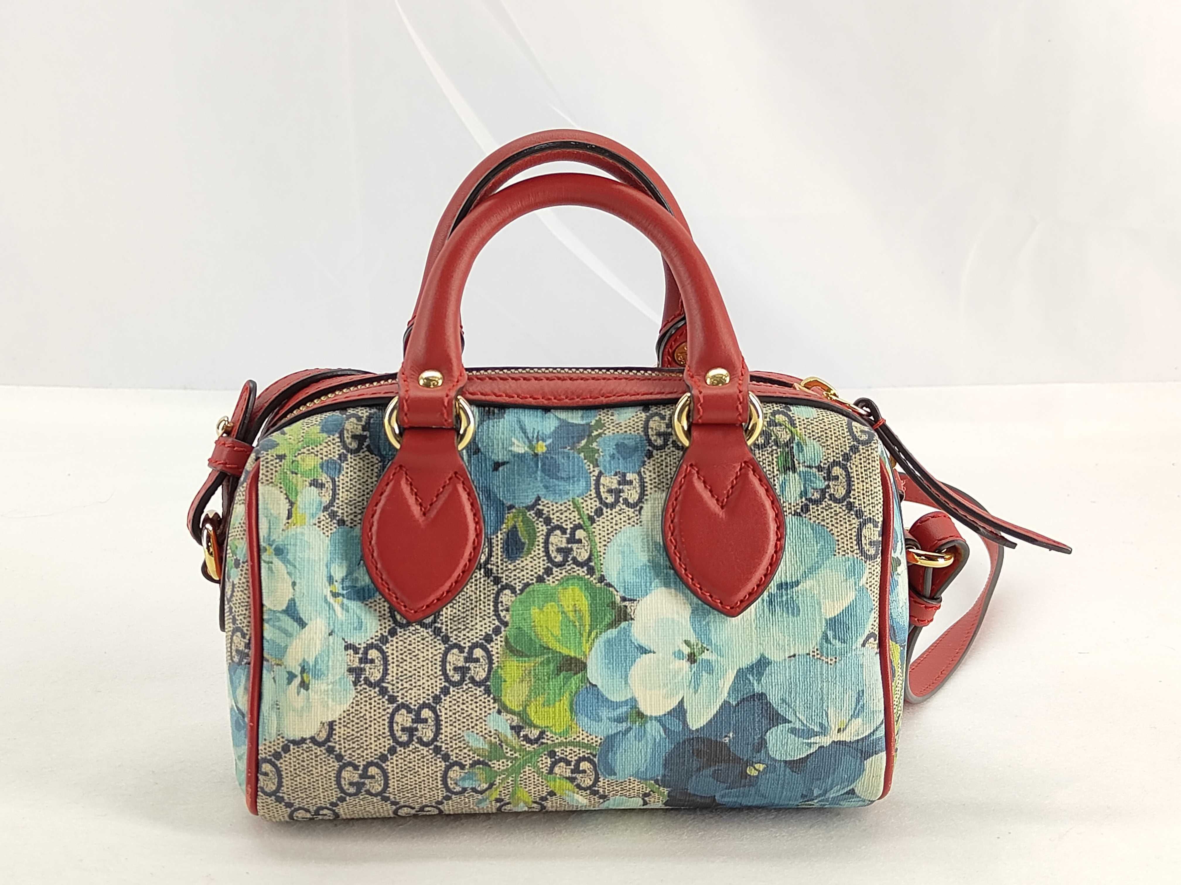GG Supreme Gucci GG Blooms PVC x Leather 2-Way Handbag Red x Blue 546312 Outlet Boston Bag