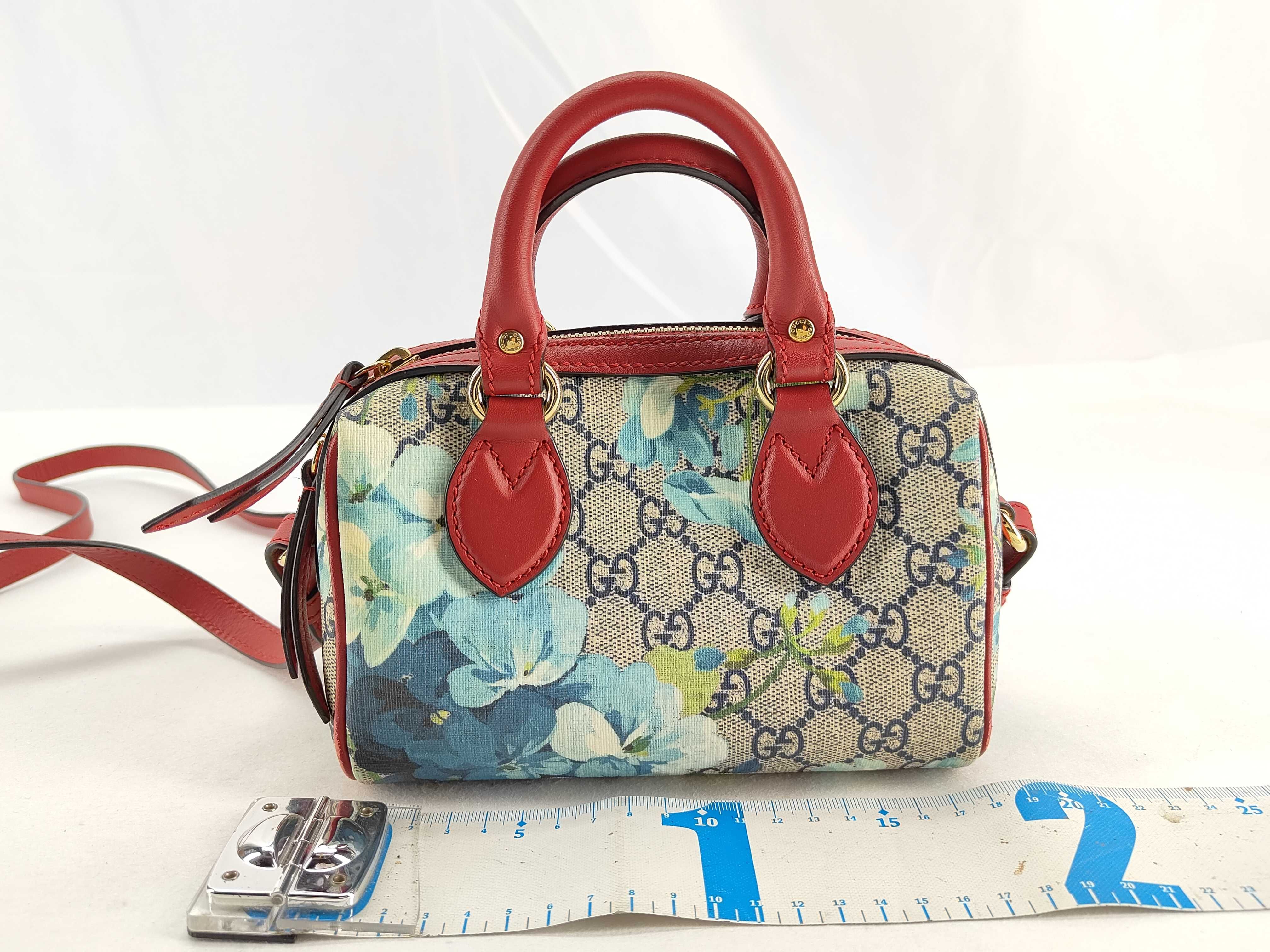 GG Supreme Gucci GG Blooms PVC x Leather 2-Way Handbag Red x Blue 546312 Outlet Boston Bag — view 2