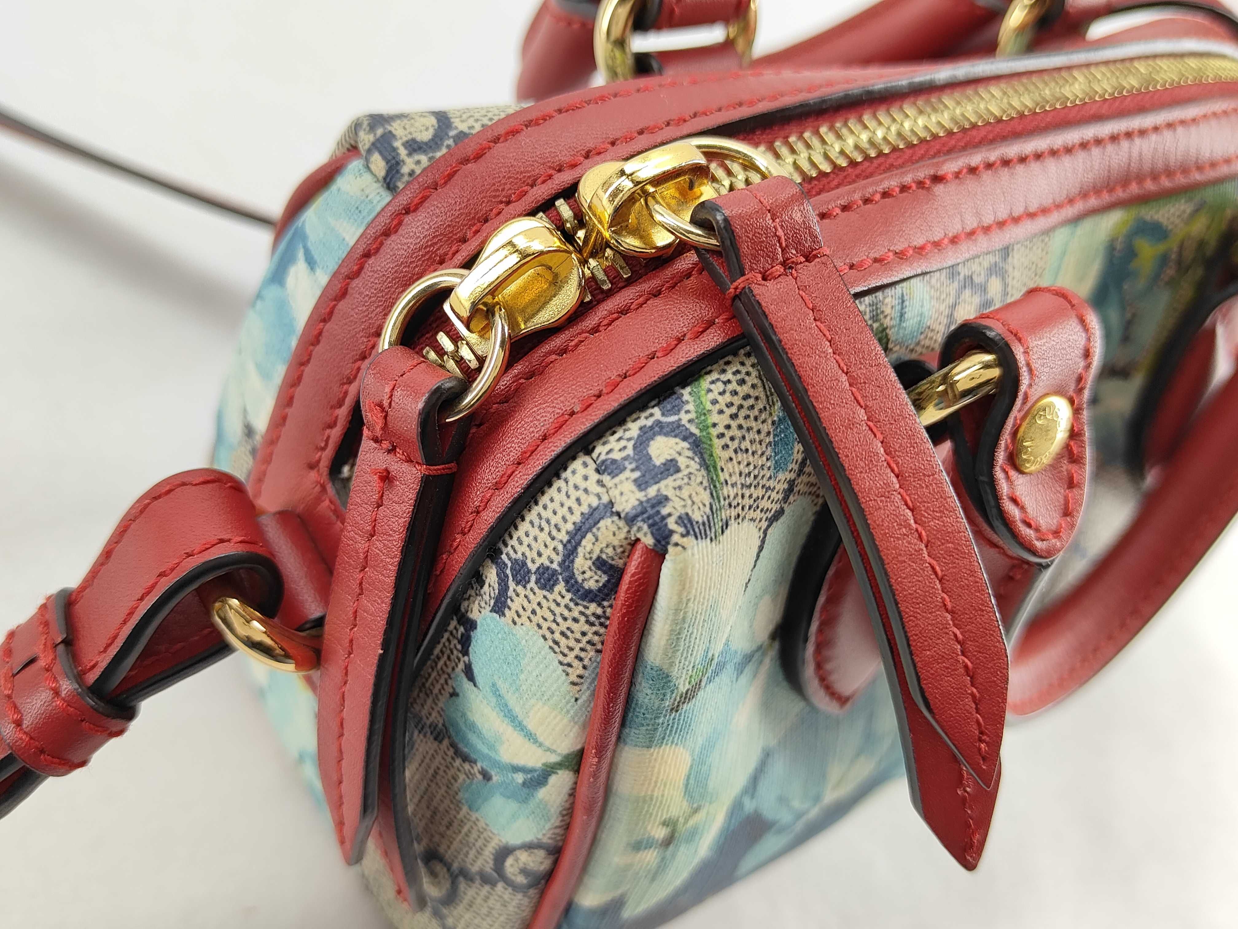 GG Supreme Gucci GG Blooms PVC x Leather 2-Way Handbag Red x Blue 546312 Outlet Boston Bag — view 11
