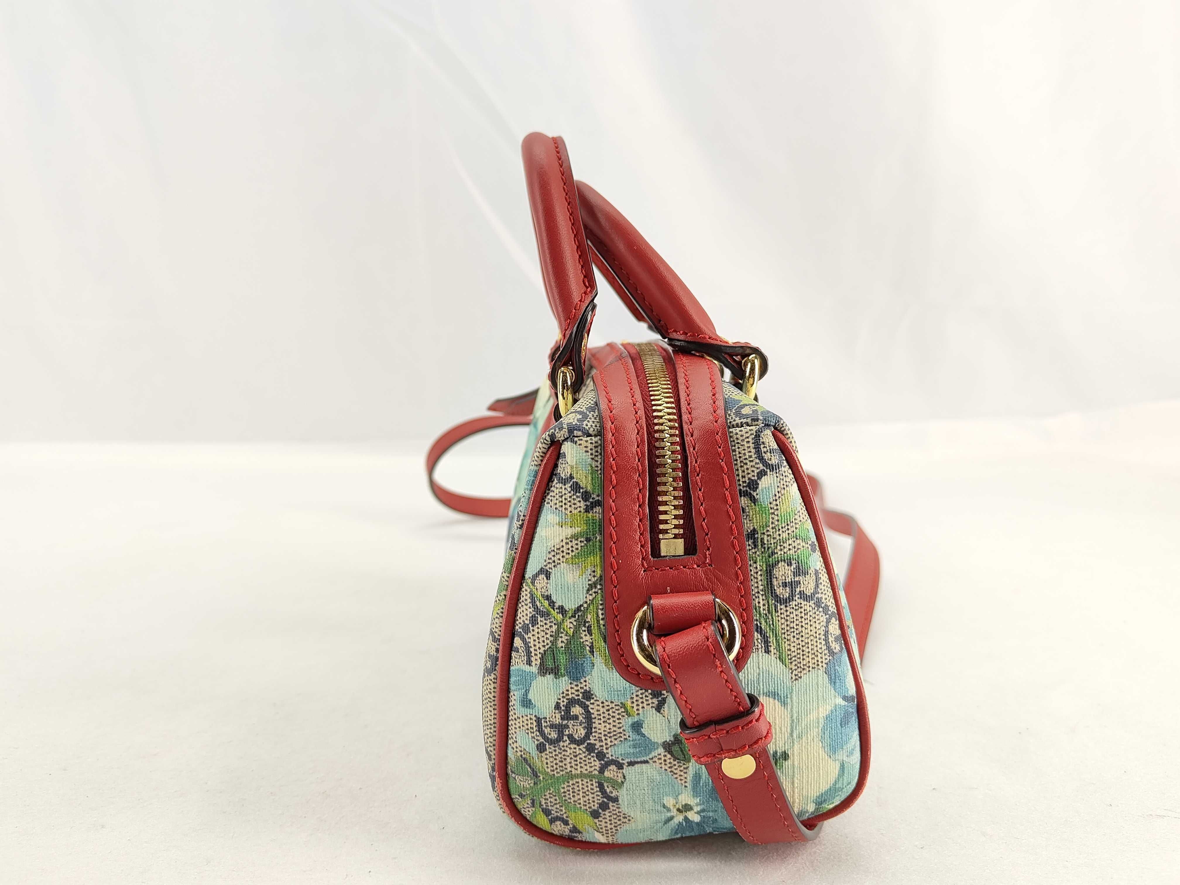 GG Supreme Gucci GG Blooms PVC x Leather 2-Way Handbag Red x Blue 546312 Outlet Boston Bag — view 3