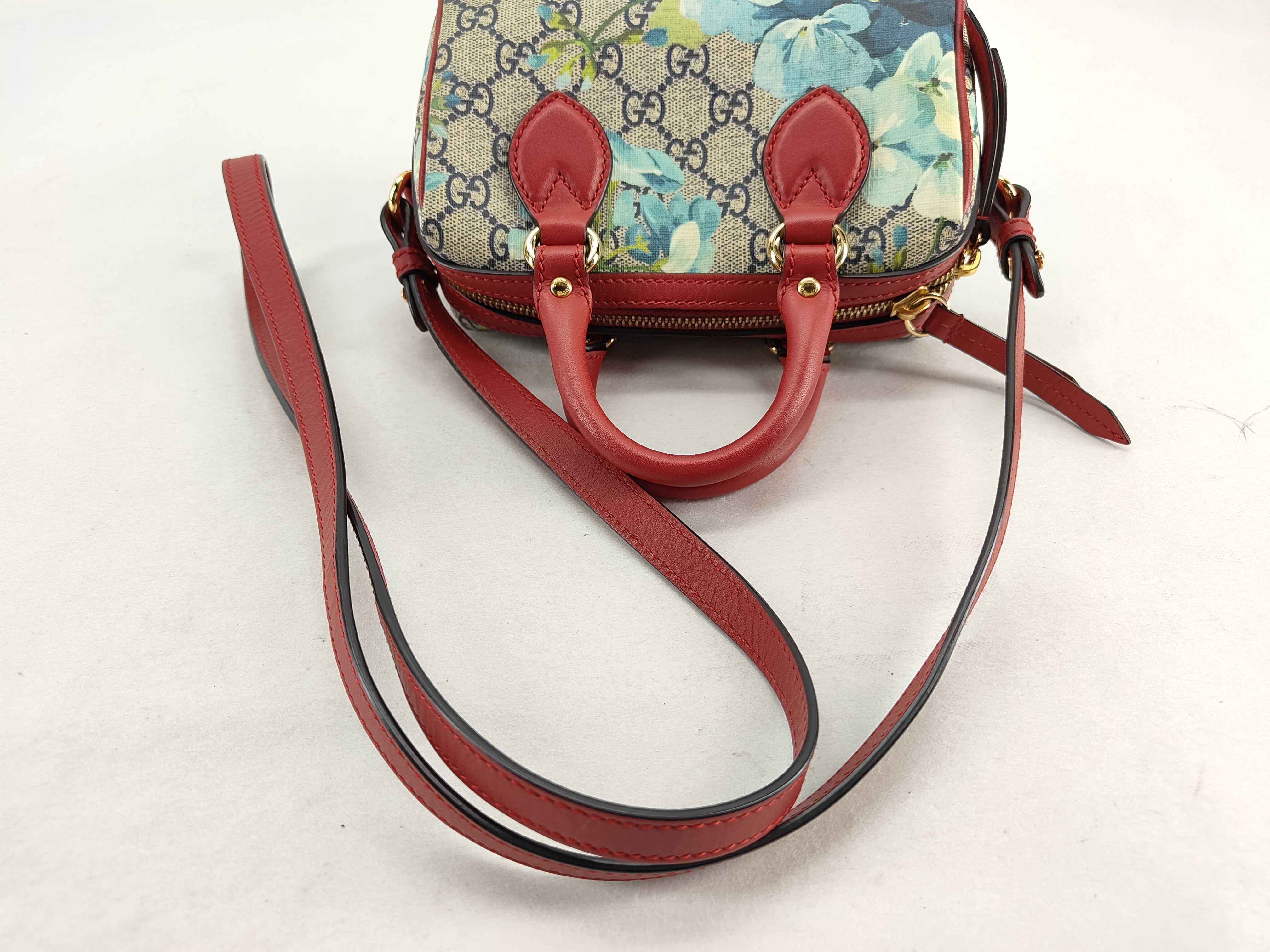 GG Supreme Gucci GG Blooms PVC x Leather 2-Way Handbag Red x Blue 546312 Outlet Boston Bag — view 4