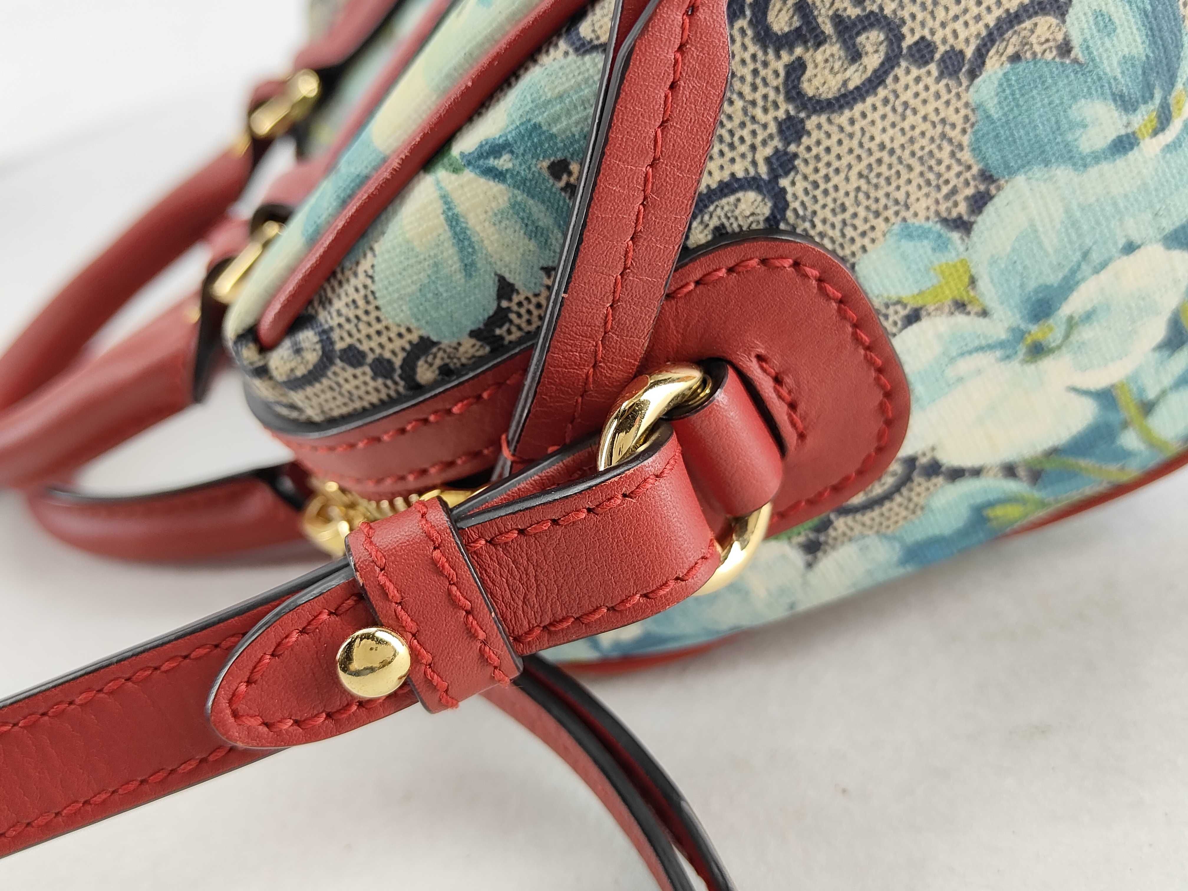 GG Supreme Gucci GG Blooms PVC x Leather 2-Way Handbag Red x Blue 546312 Outlet Boston Bag — view 5