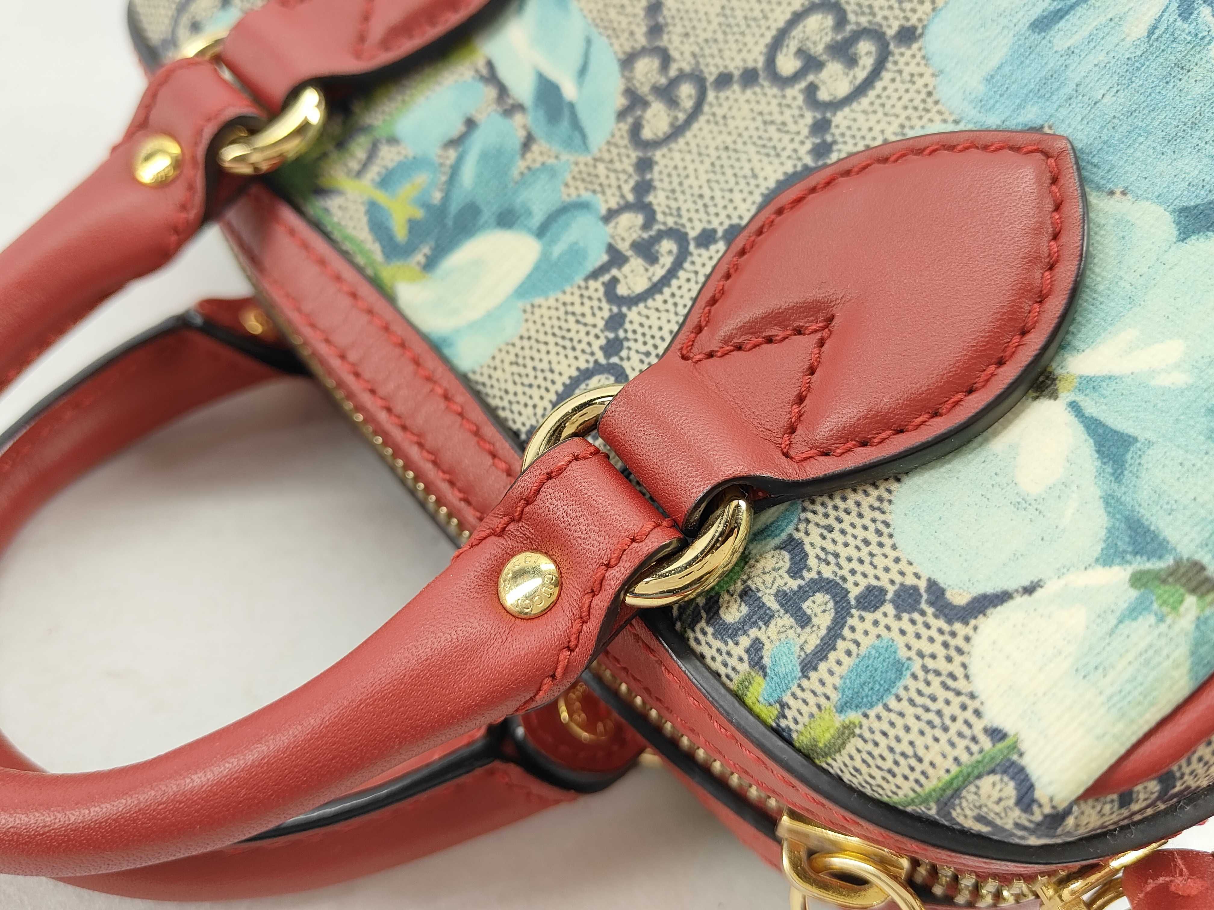 GG Supreme Gucci GG Blooms PVC x Leather 2-Way Handbag Red x Blue 546312 Outlet Boston Bag — view 7
