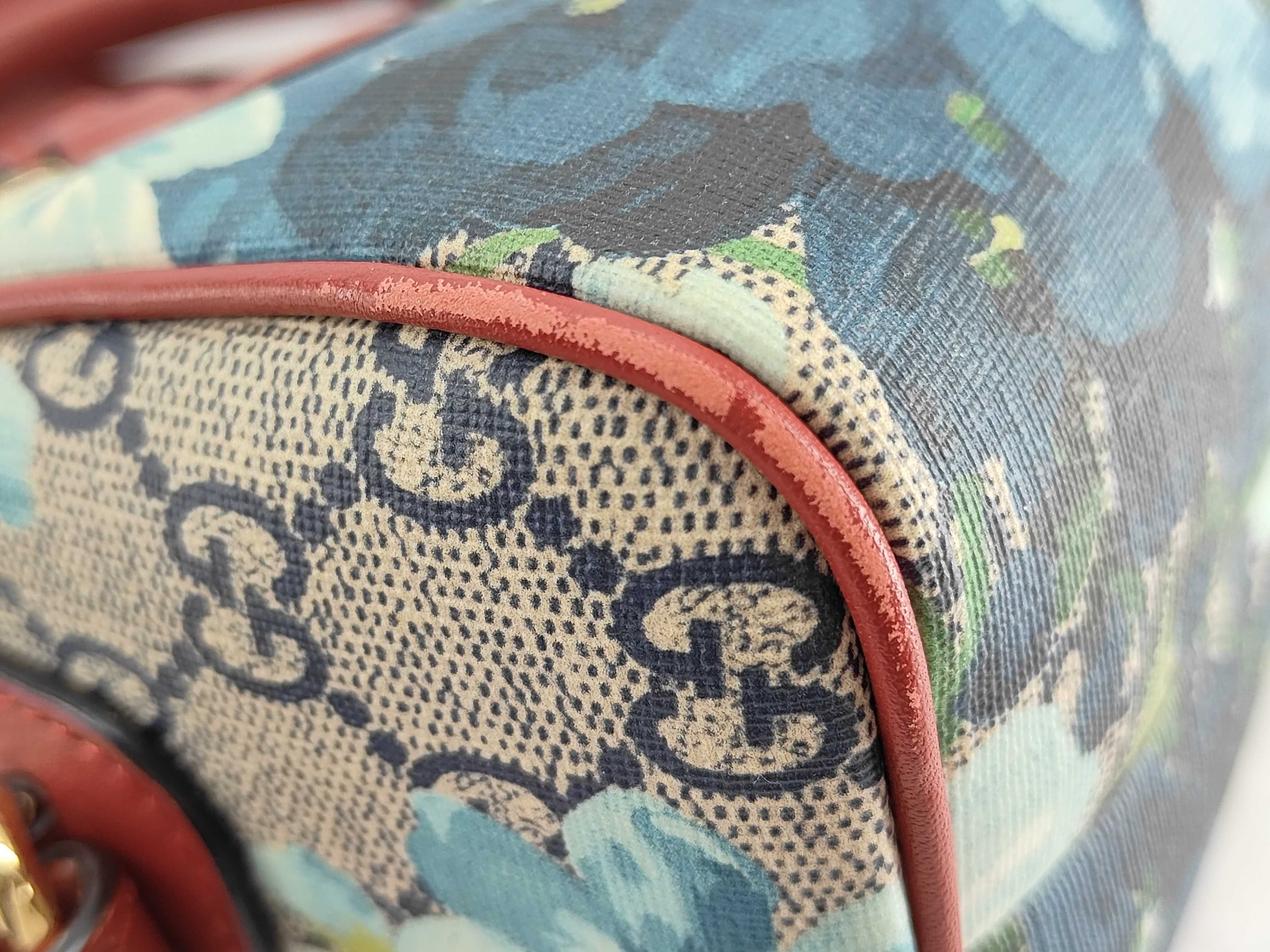 GG Supreme Gucci GG Blooms PVC x Leather 2-Way Handbag Red x Blue 546312 Outlet Boston Bag — view 8