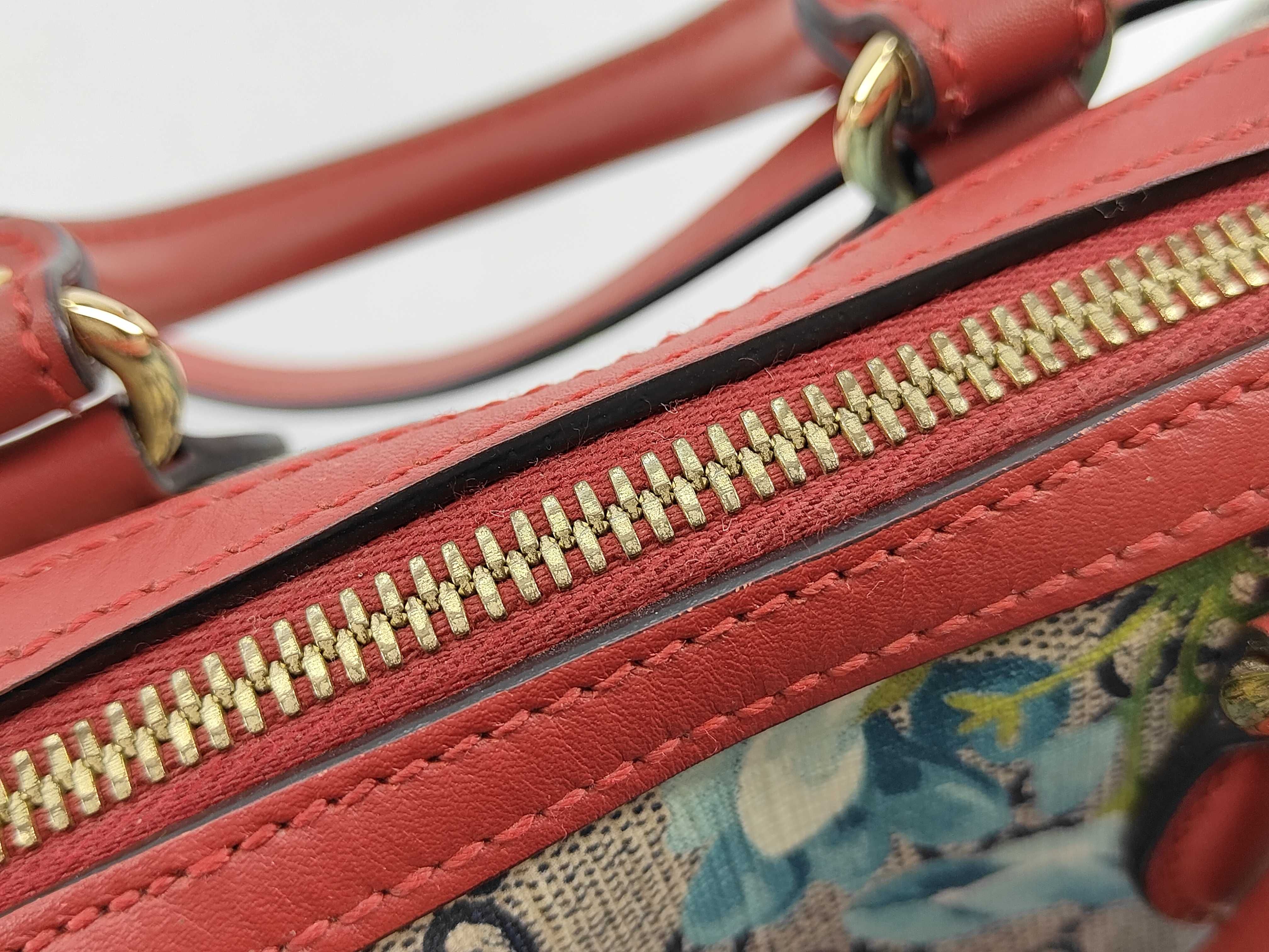 GG Supreme Gucci GG Blooms PVC x Leather 2-Way Handbag Red x Blue 546312 Outlet Boston Bag — view 10