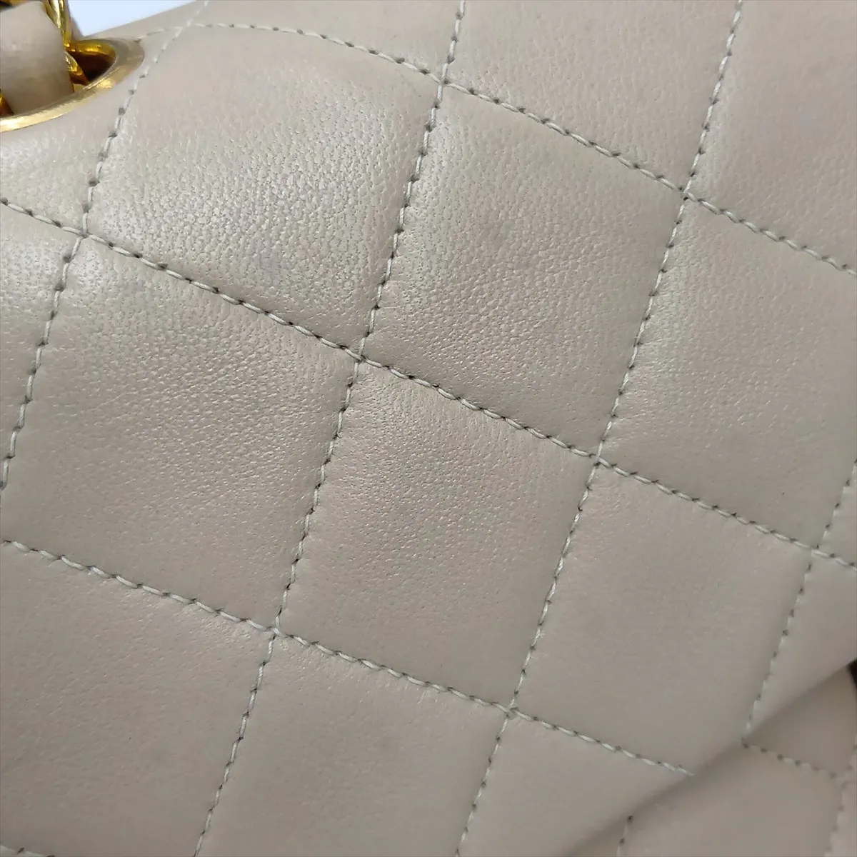 Matelassé 23 Lambskin Double Flap Double Chain Bag, Beige, Gold Hardware, 3266652, Series 3, A01113 — view 15