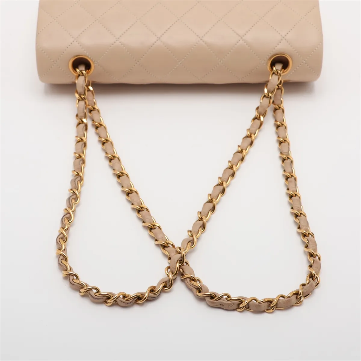 Matelassé 23 Lambskin Double Flap Double Chain Bag, Beige, Gold Hardware, 3266652, Series 3, A01113 — view 5