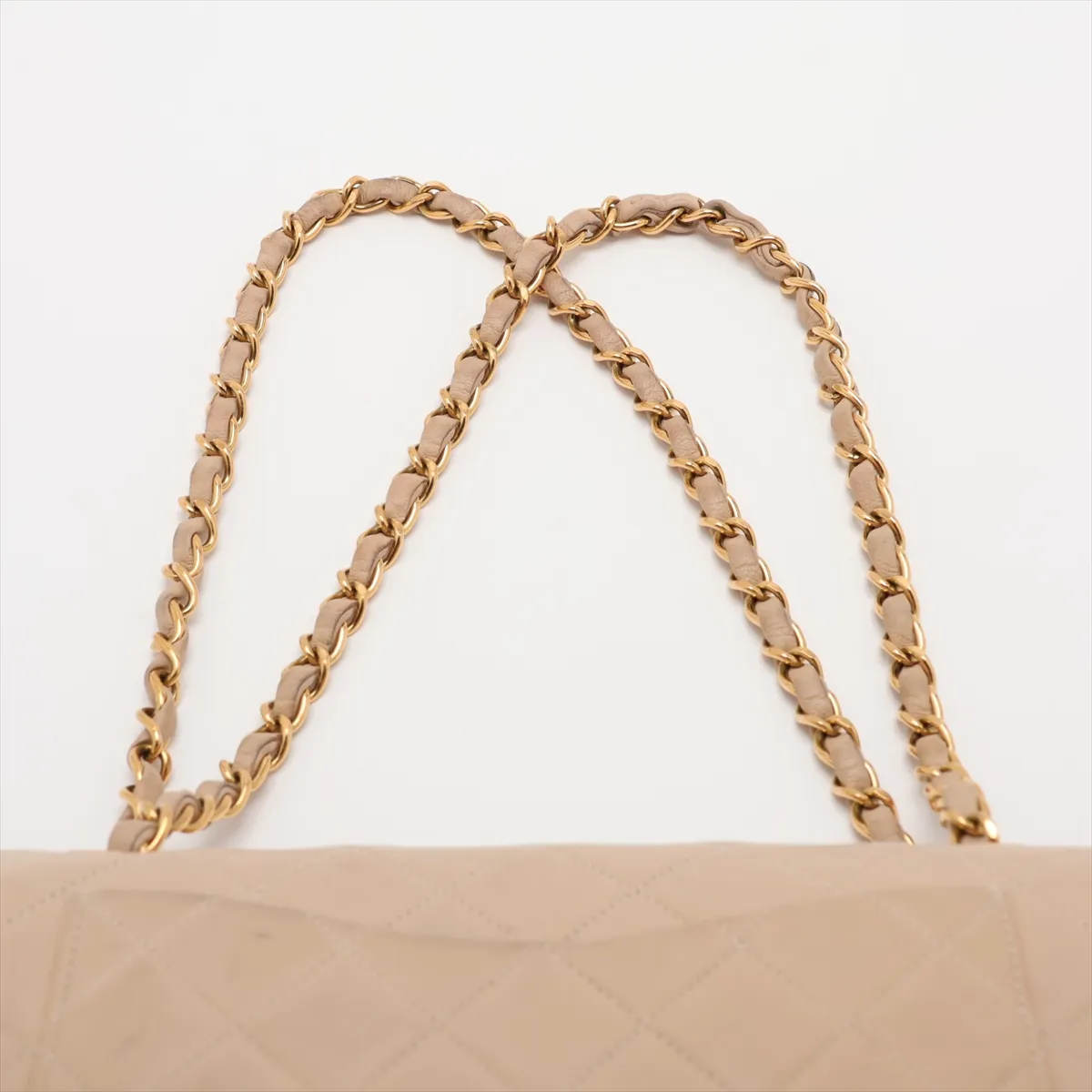 Matelassé 23 Lambskin Double Flap Double Chain Bag, Beige, Gold Hardware, 3266652, Series 3, A01113 — view 6