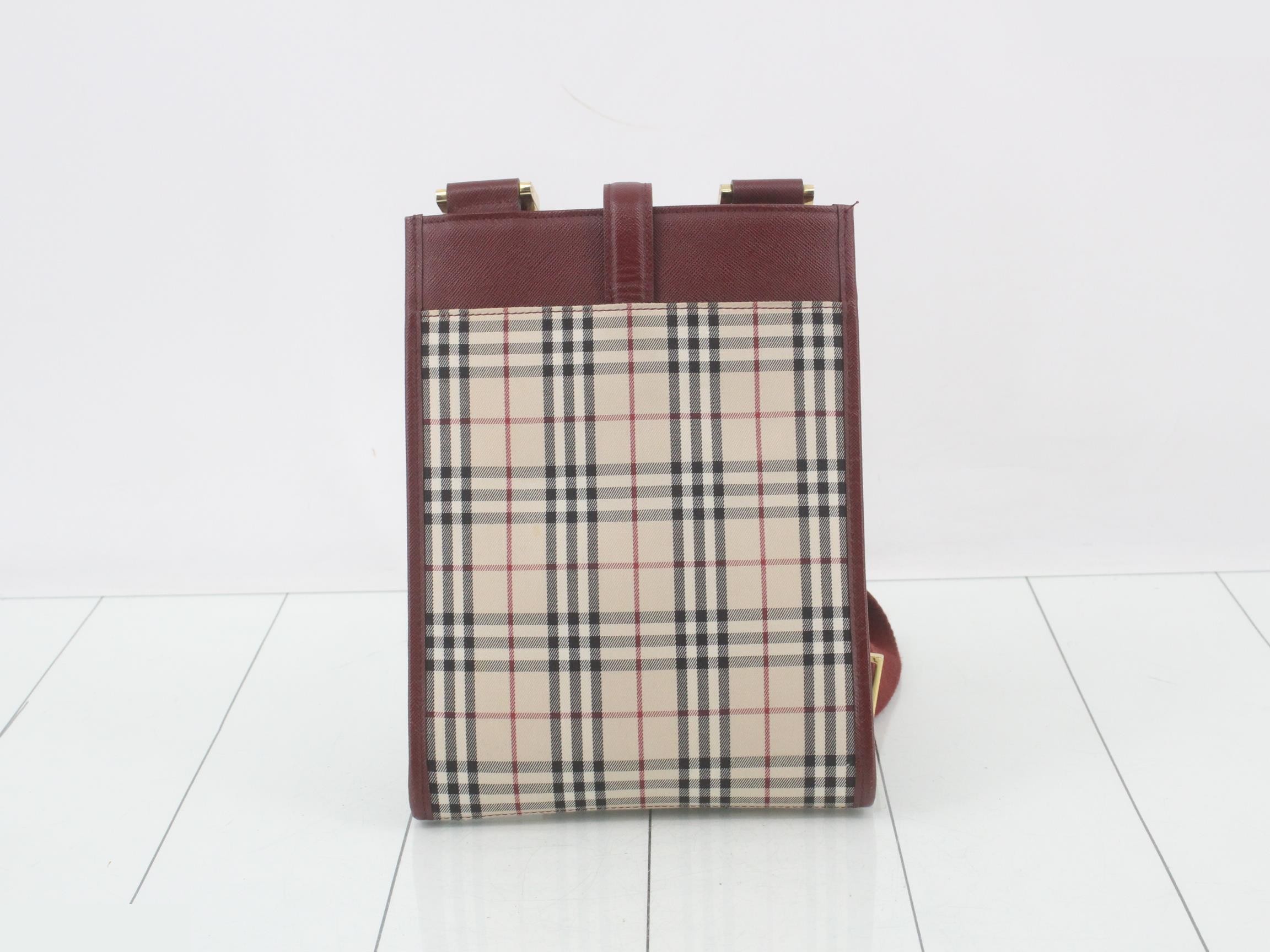 Nova Check Crossbody Bag, Canvas/Leather, Beige/Red — view 2