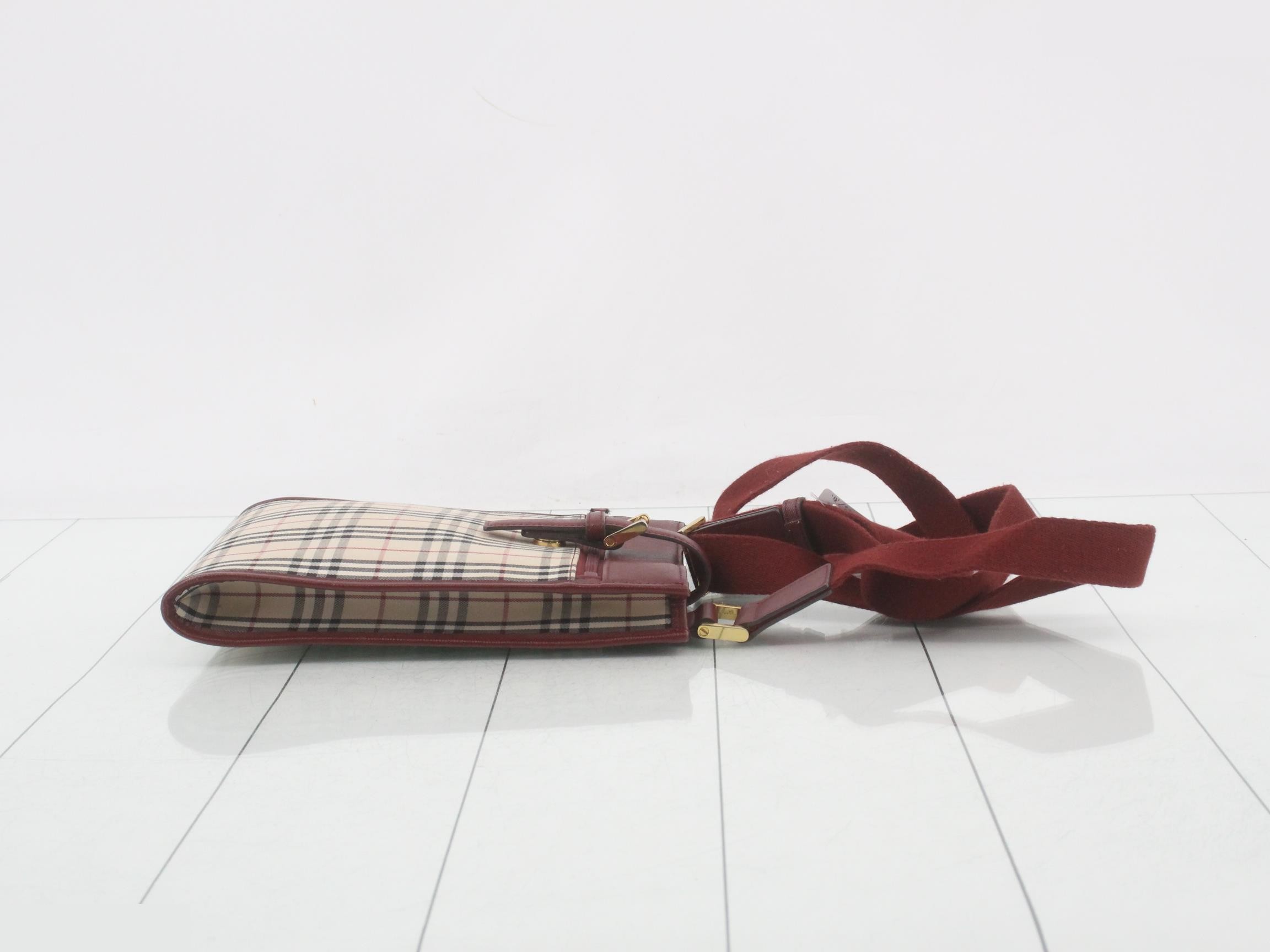 Nova Check Crossbody Bag, Canvas/Leather, Beige/Red — view 3