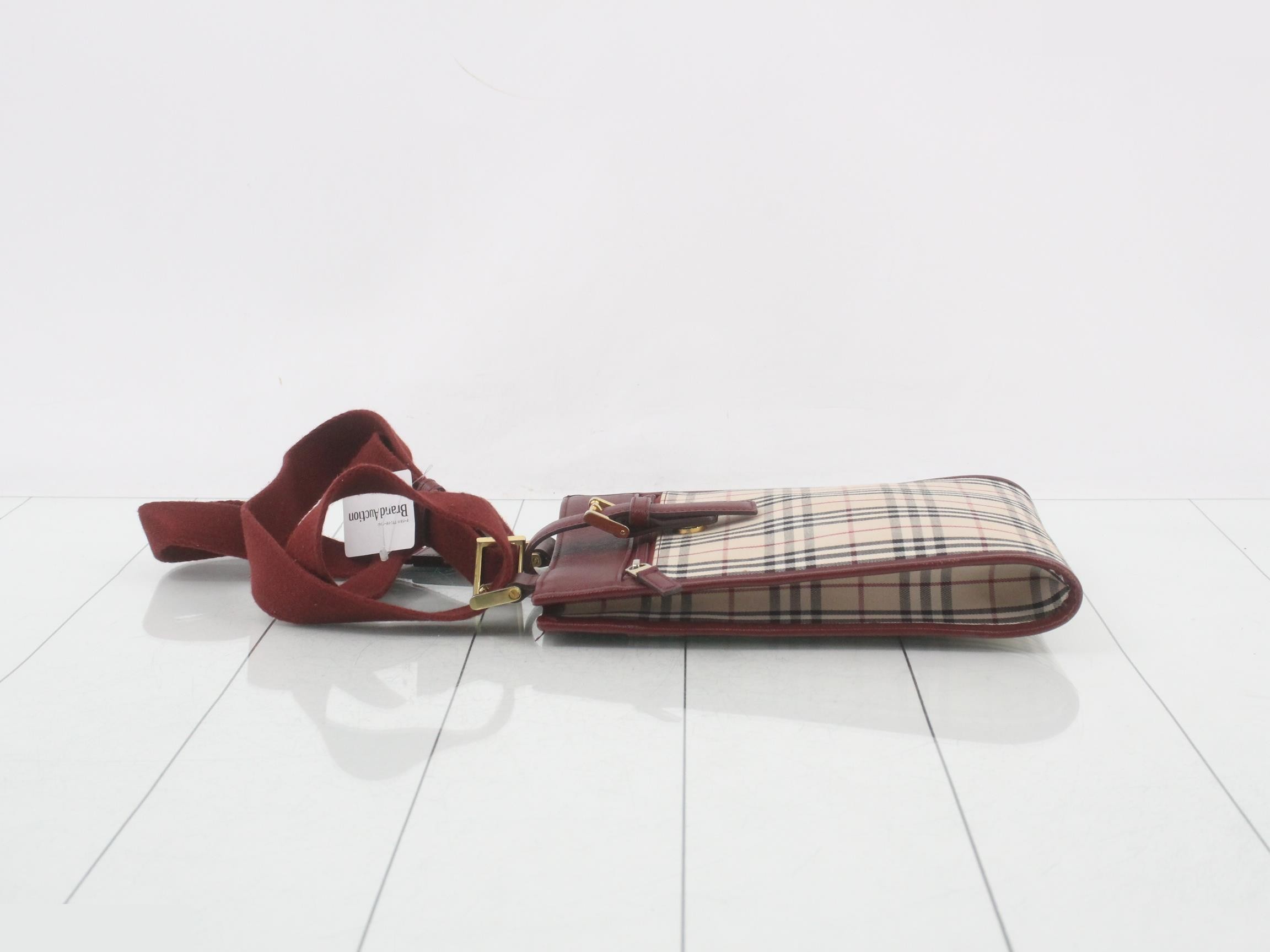 Nova Check Crossbody Bag, Canvas/Leather, Beige/Red — view 4
