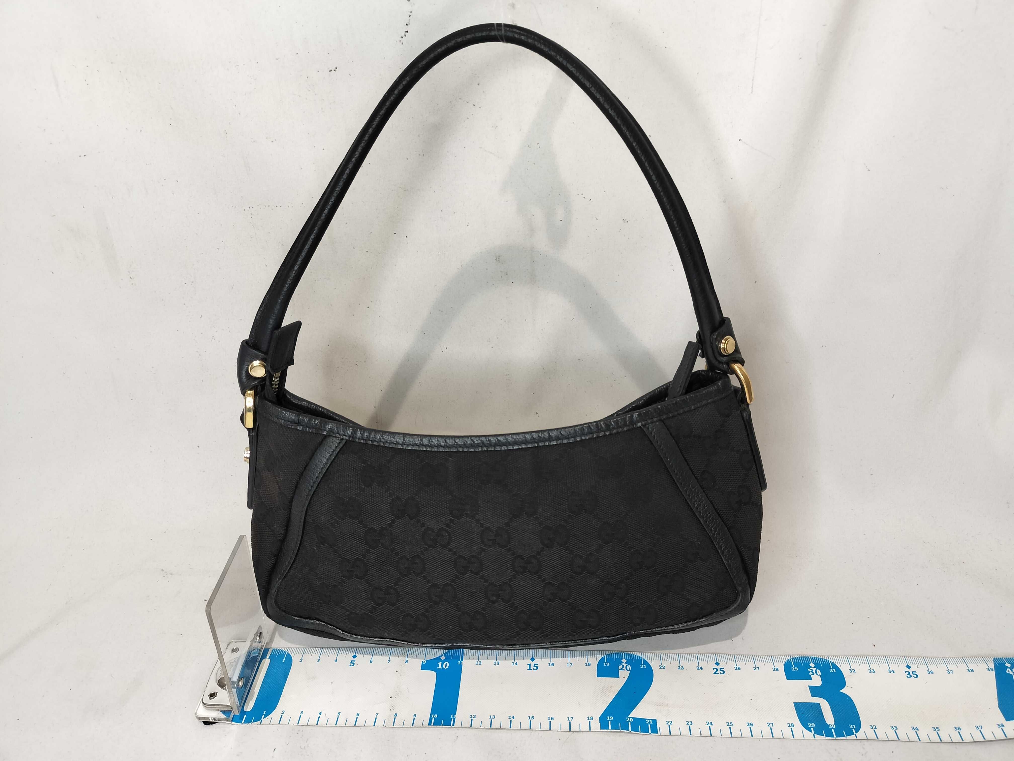 Black Canvas GG Monogram D-Buckle Shoulder Bag (Handbag) — view 3