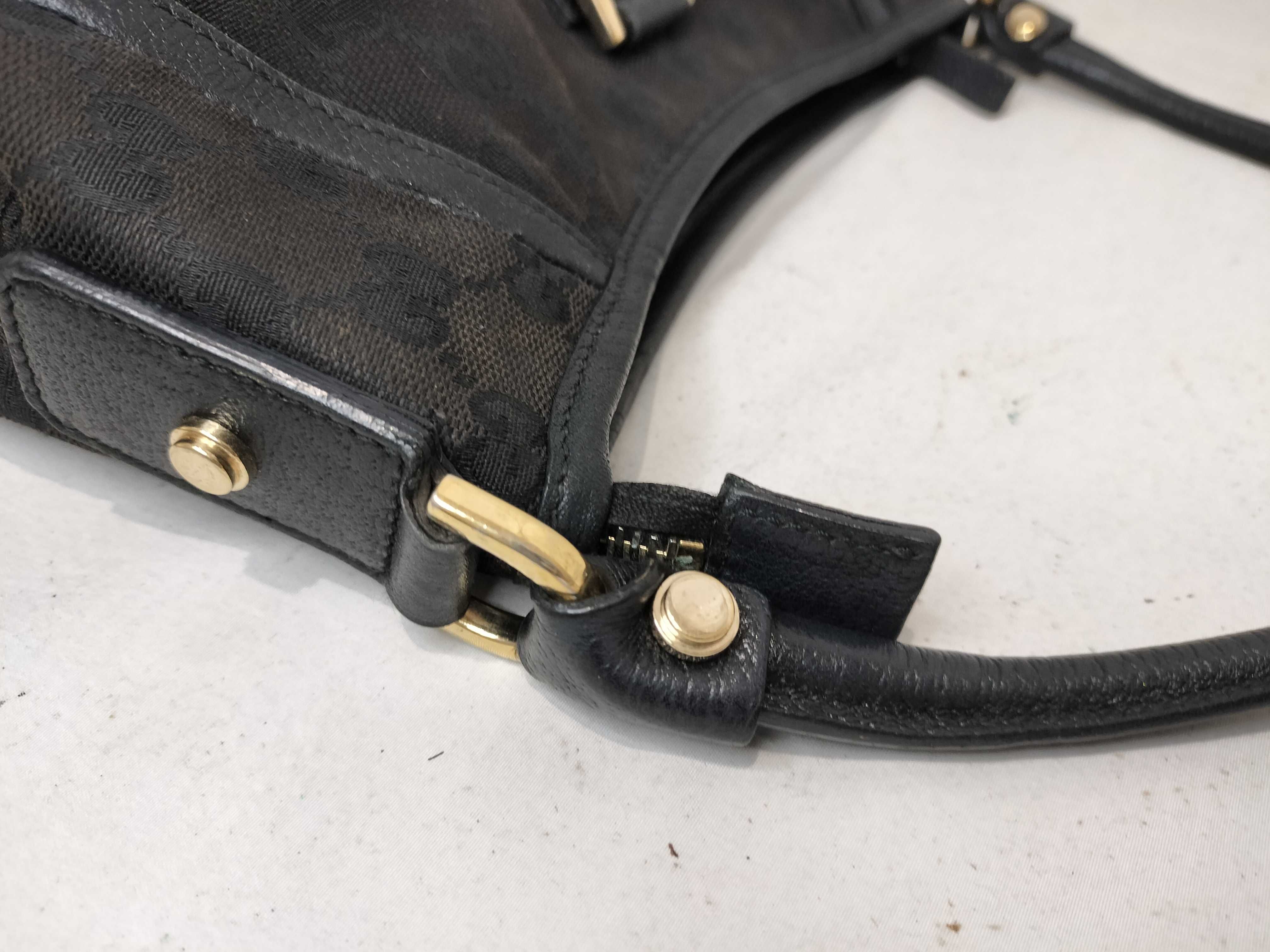 Black Canvas GG Monogram D-Buckle Shoulder Bag (Handbag) — view 6