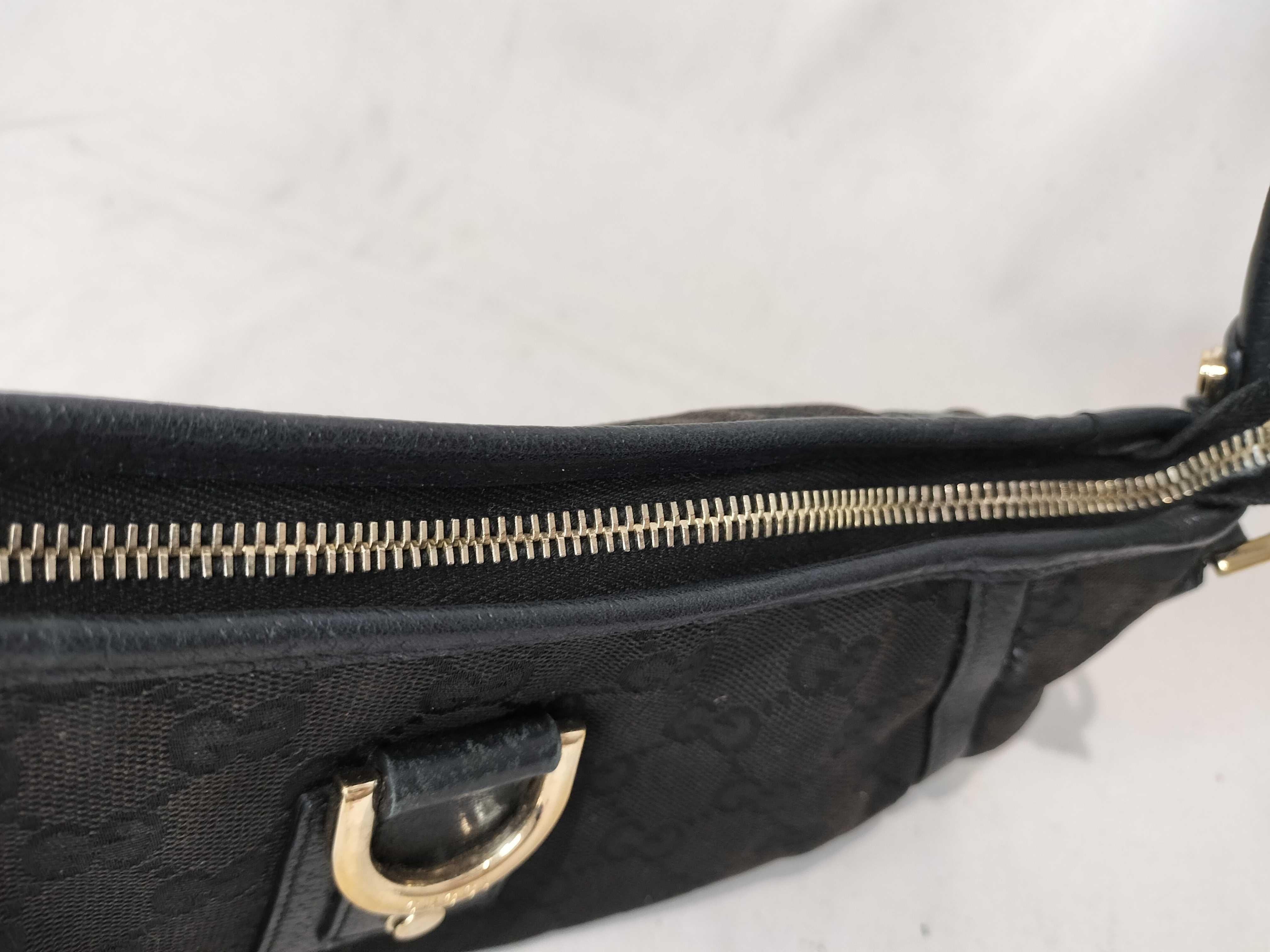 Black Canvas GG Monogram D-Buckle Shoulder Bag (Handbag) — view 9
