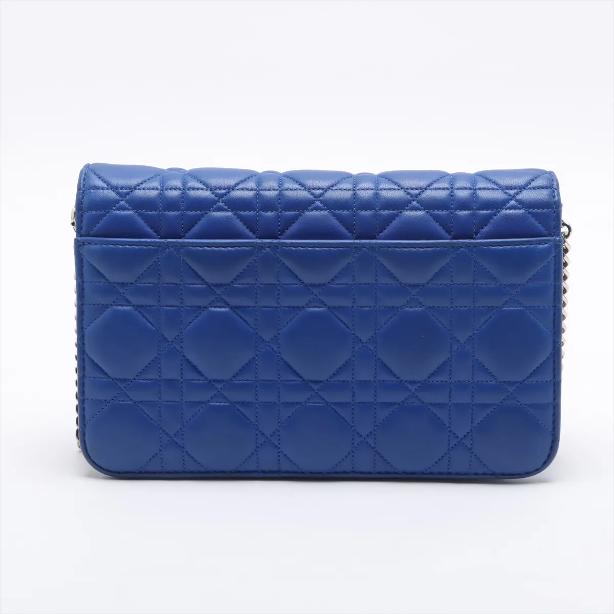 Cannage Leather Chain Shoulder Bag Blue — view 2