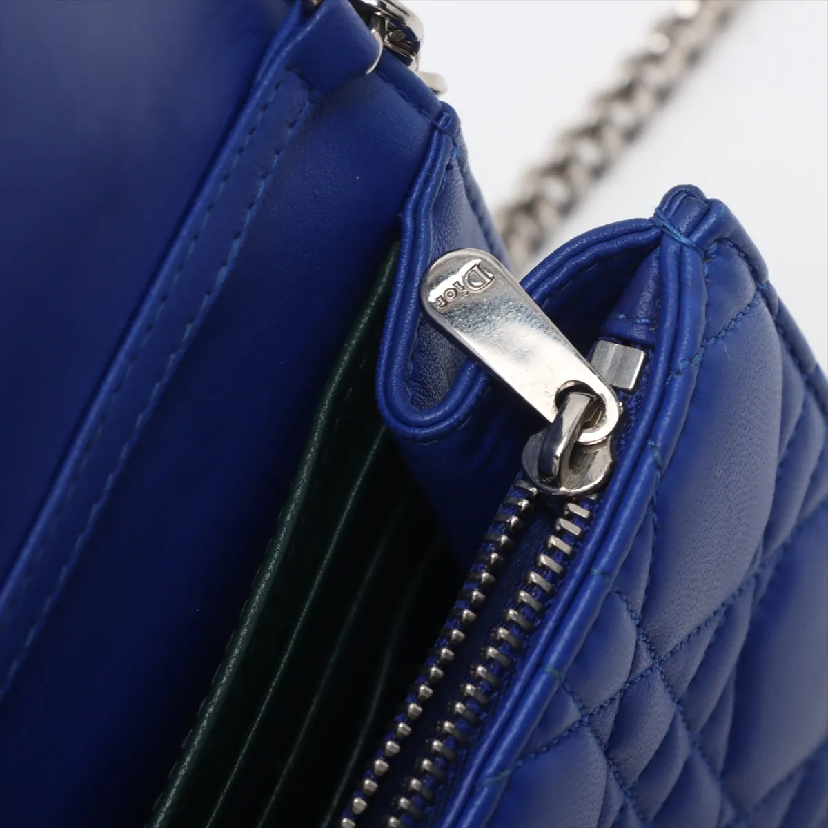 Cannage Leather Chain Shoulder Bag Blue — view 13