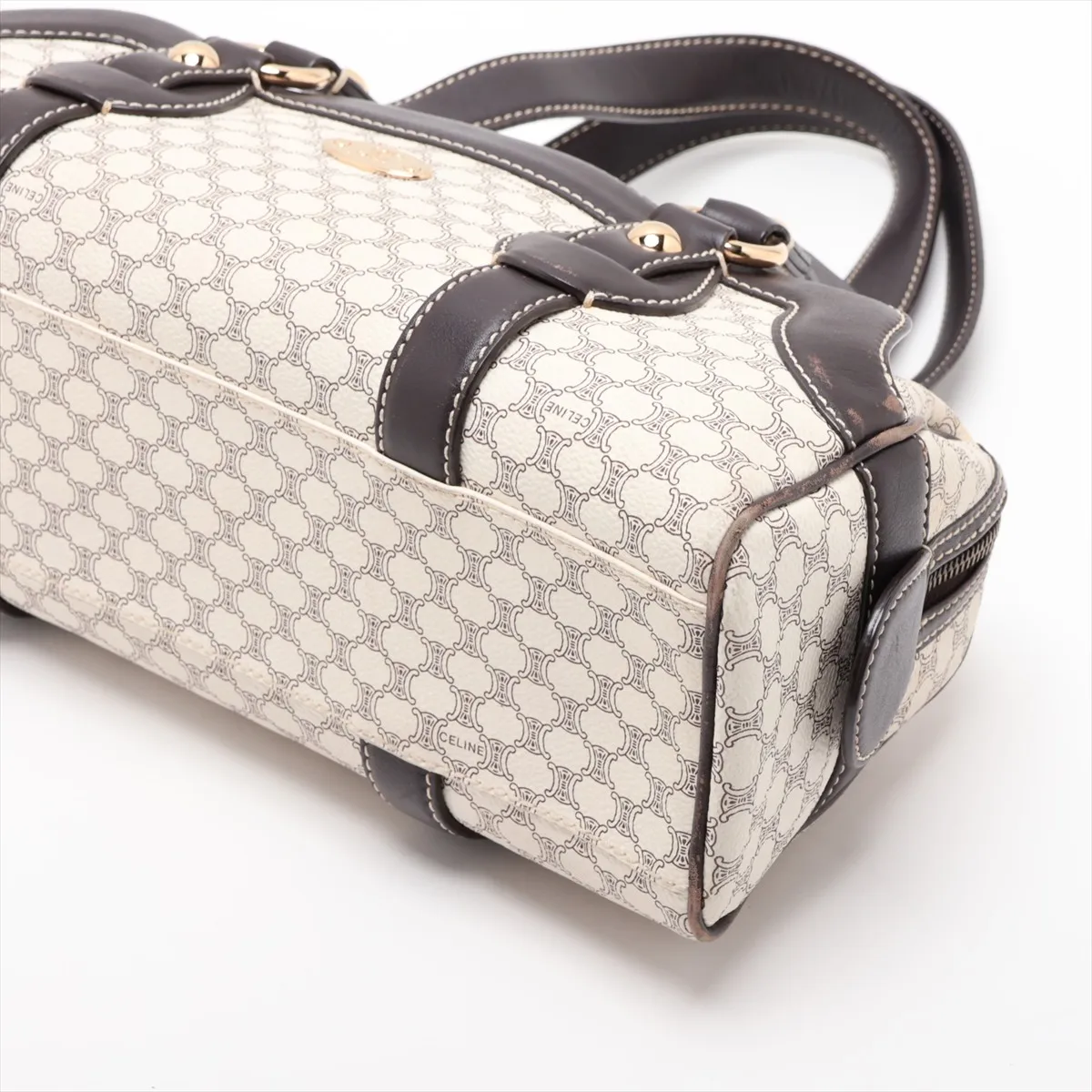 Macadam PVC x Leather Shoulder Bag, White x Brown — view 3