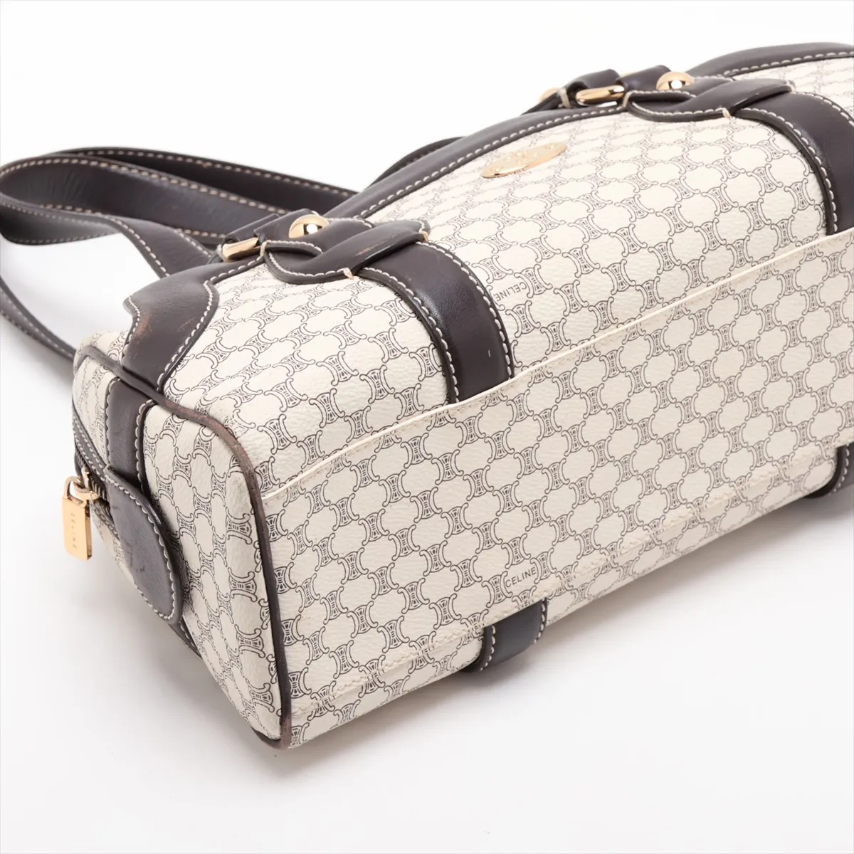 Macadam PVC x Leather Shoulder Bag, White x Brown — view 4