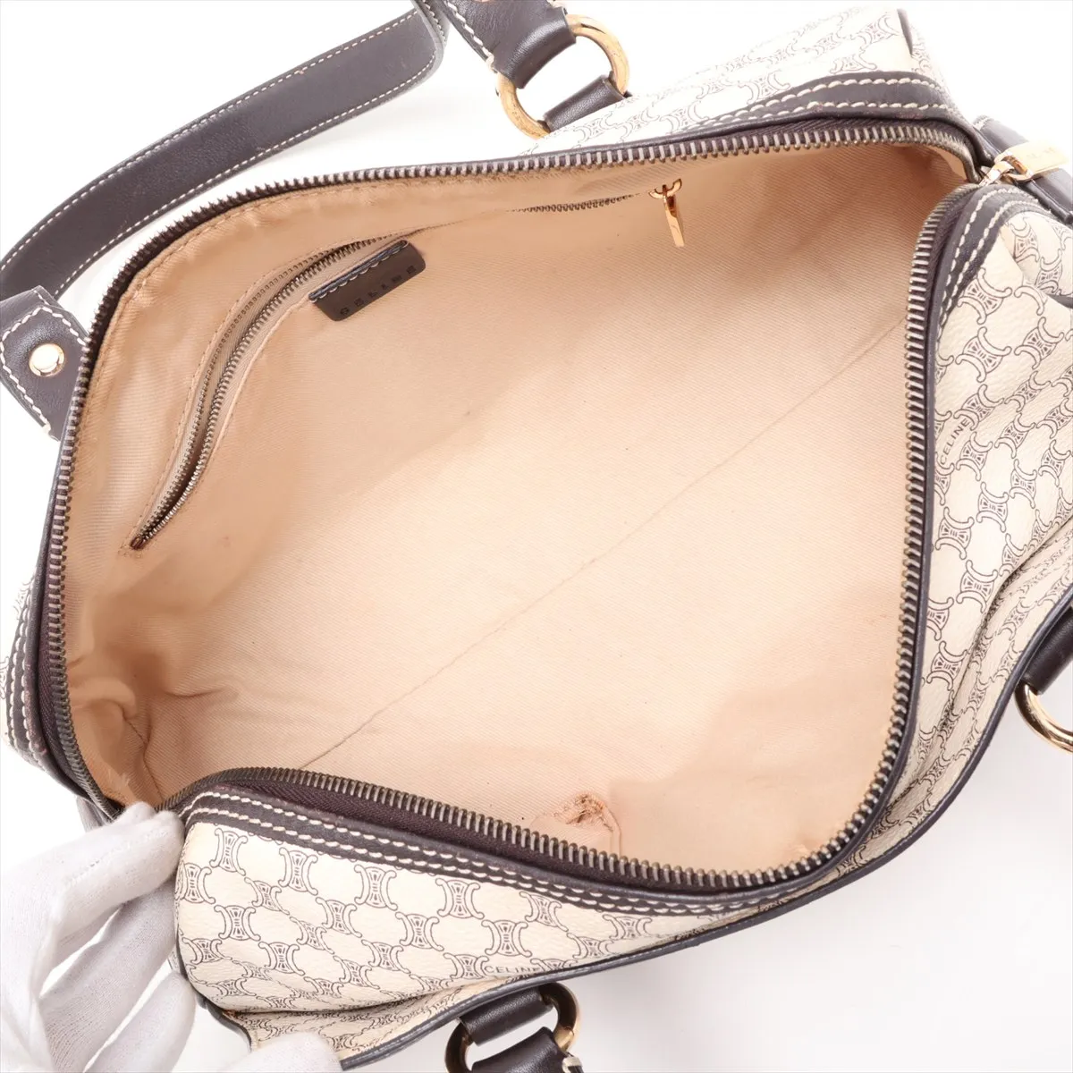Macadam PVC x Leather Shoulder Bag, White x Brown — view 7