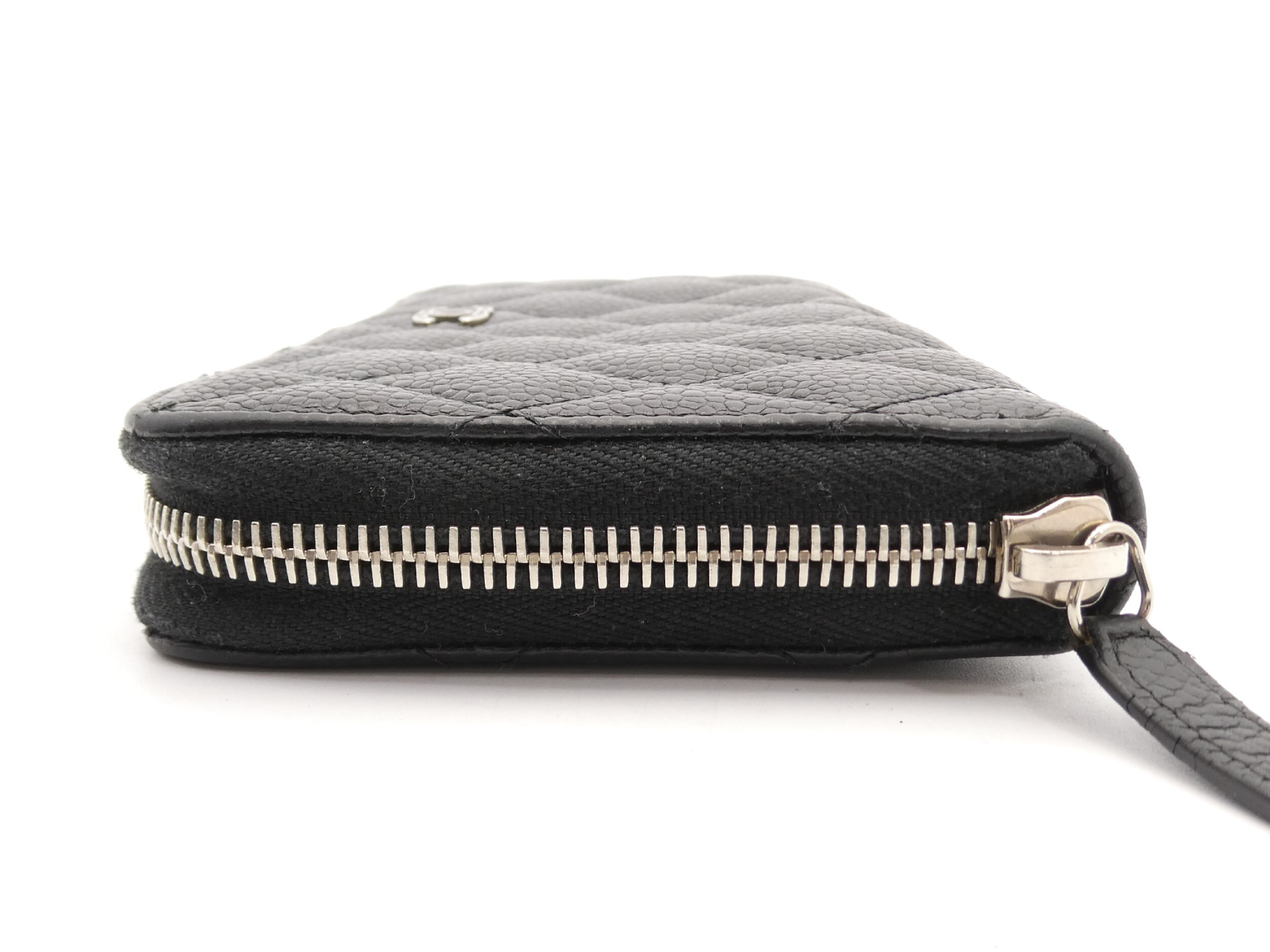 Matelassé Coco Mark Caviar Skin Round Zip Wallet — view 3